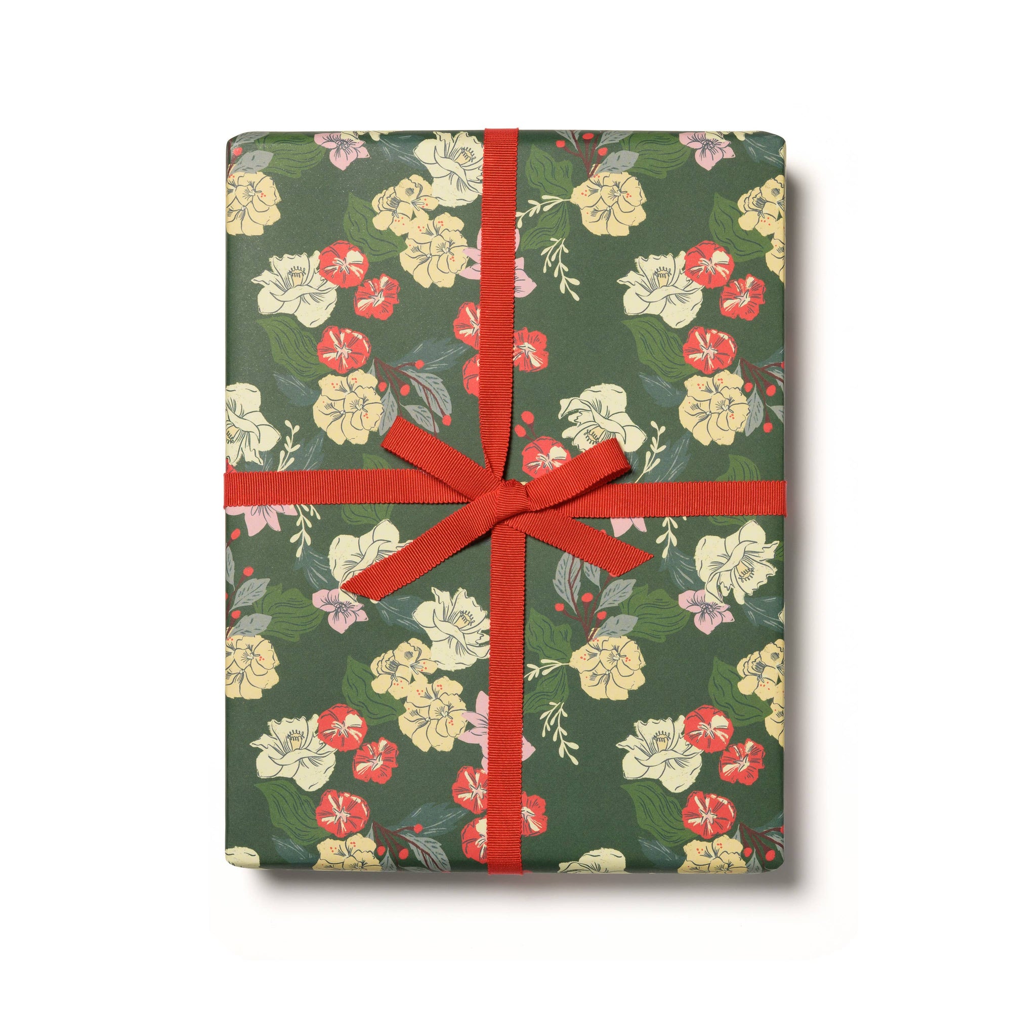 Festive Blooms holiday wrapping paper -roll of 3 sheets