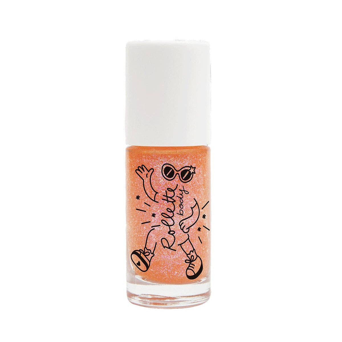 body glitter with a white cap and orange body on a white background