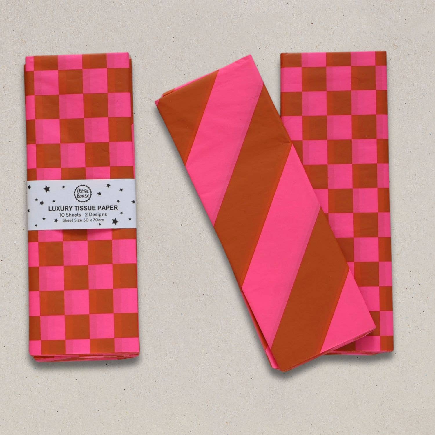 Luxury Tissue Paper Chequerboard/Diagonal - Ginger/Pink