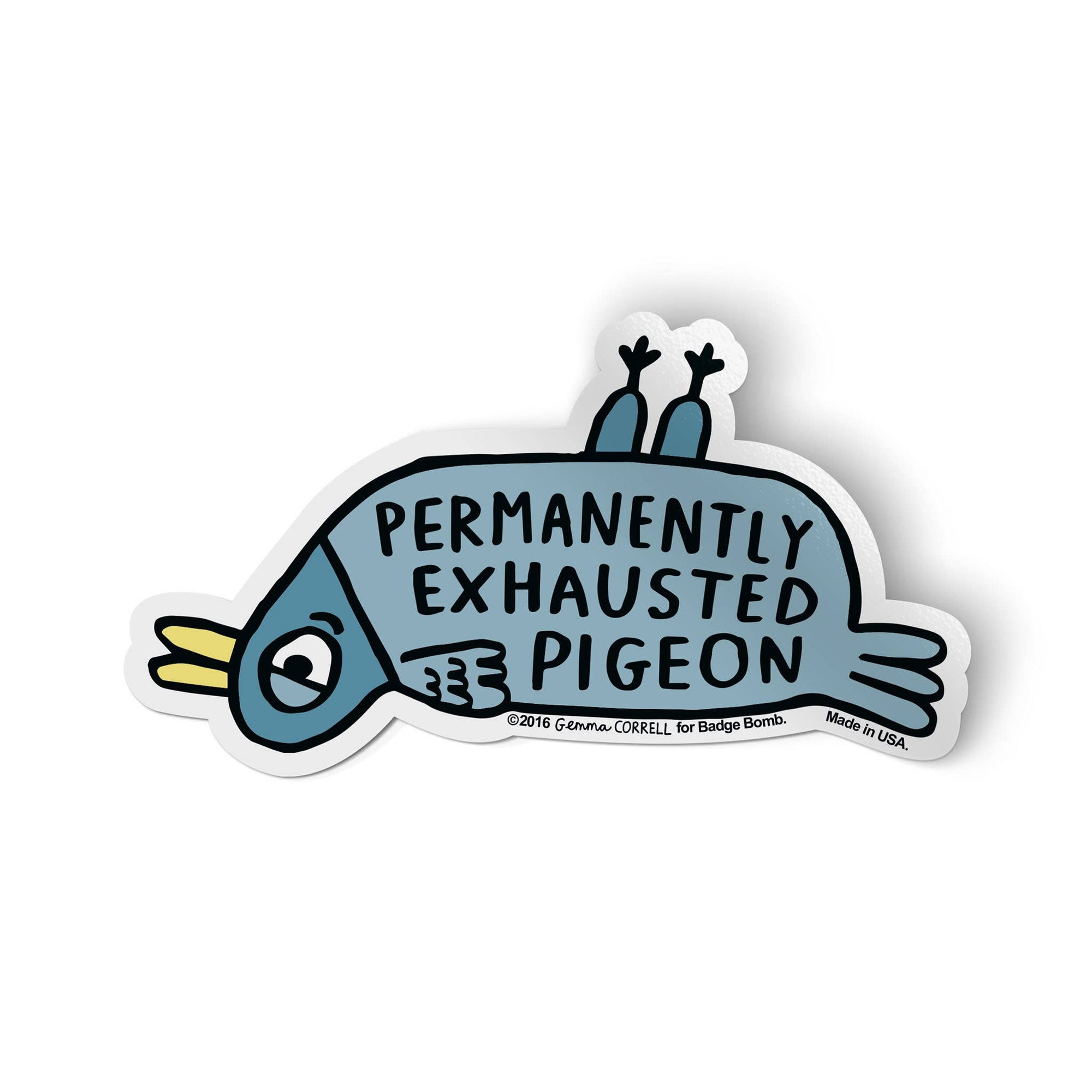 Exhausted Pigeon Sticker -Gemma Correll