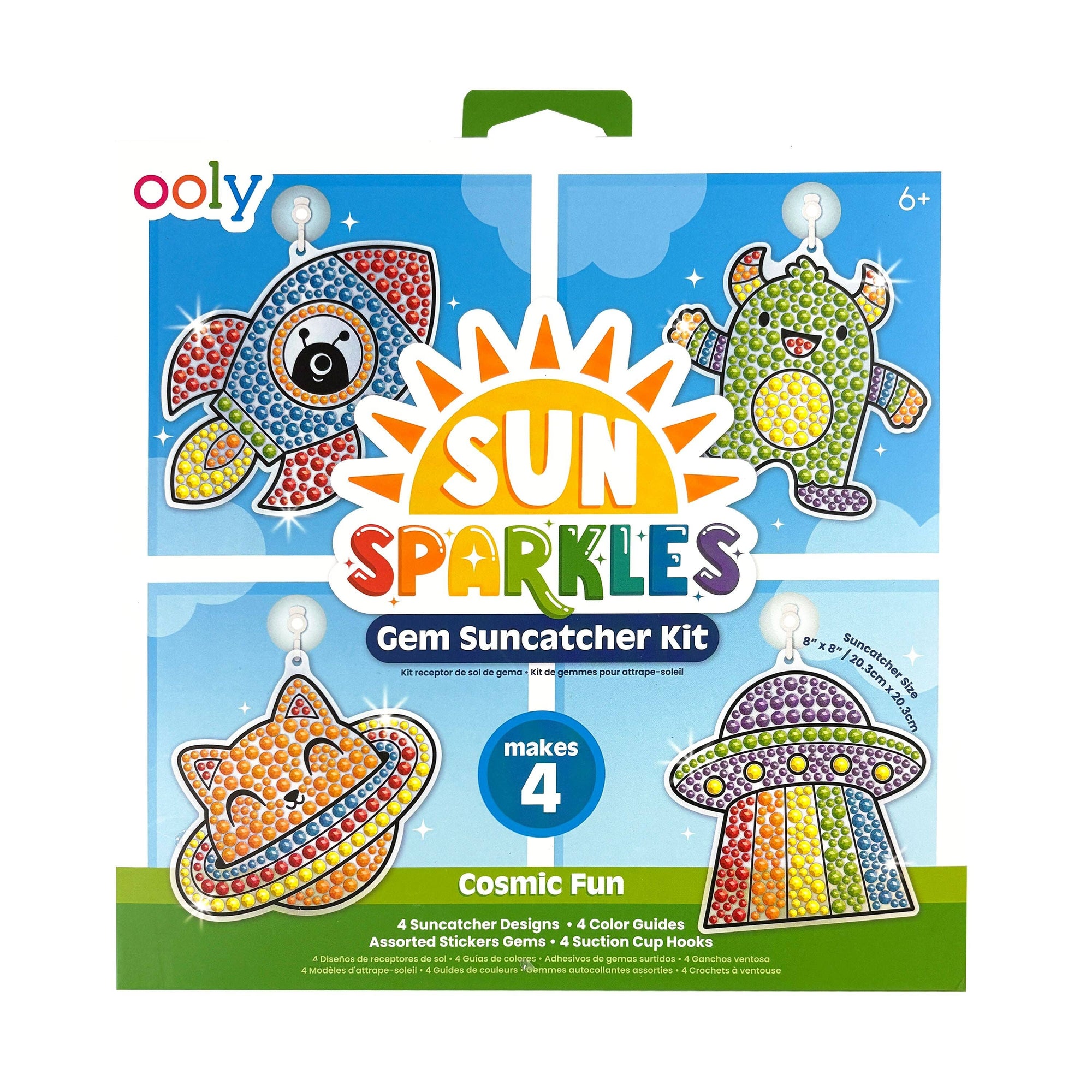 Sun Sparkles Gem Suncatcher Kit packaging with colorful designs and 'olly' branding.