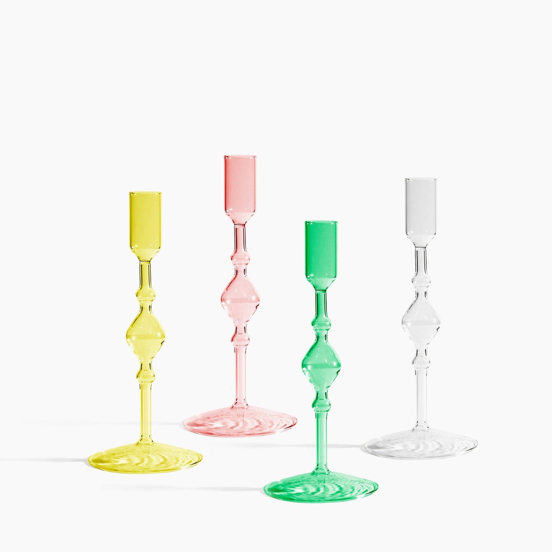 Tall Glass Candlestick Holder -clear