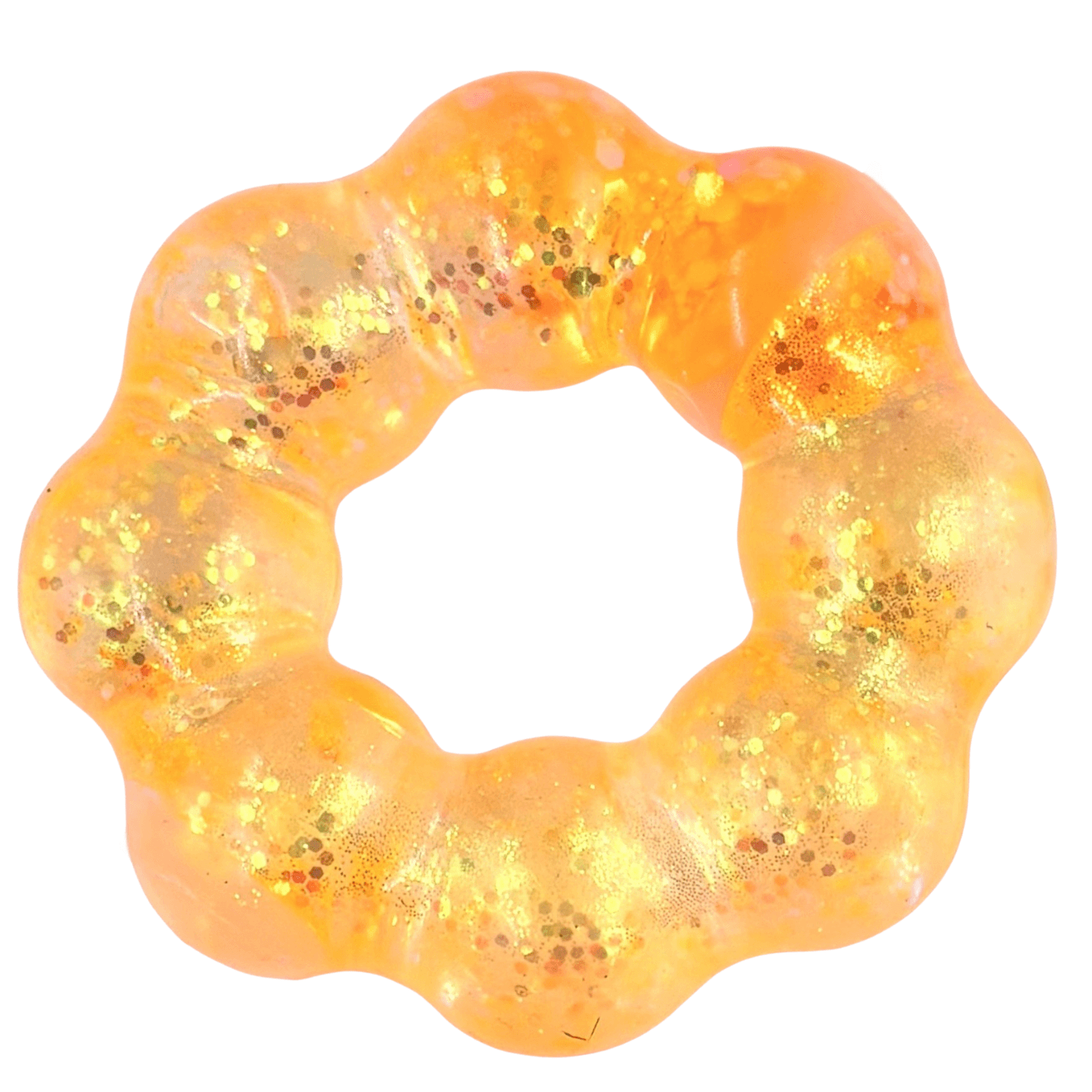 Orange scrunchie with glitter on a white background