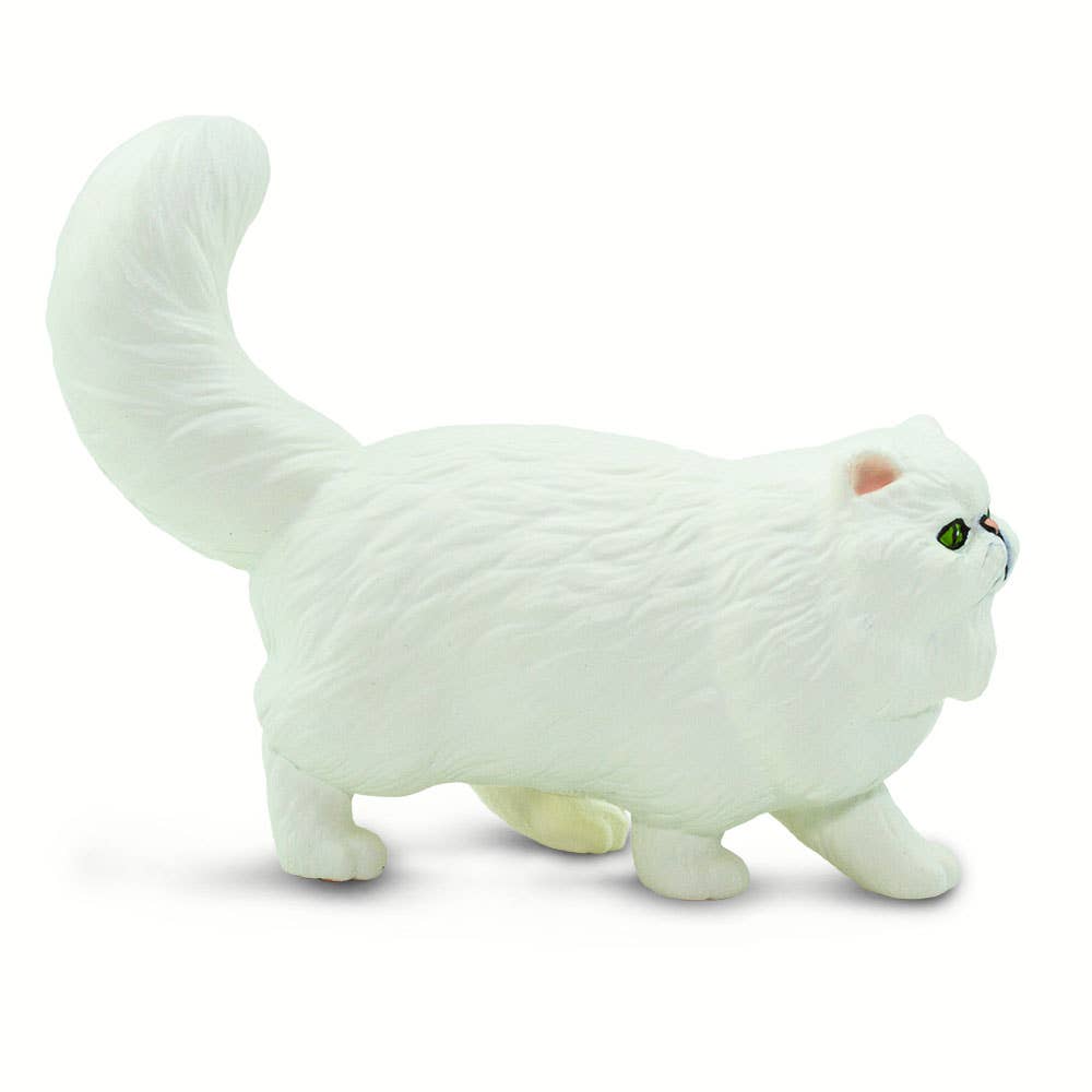 White cat figurine on a white background