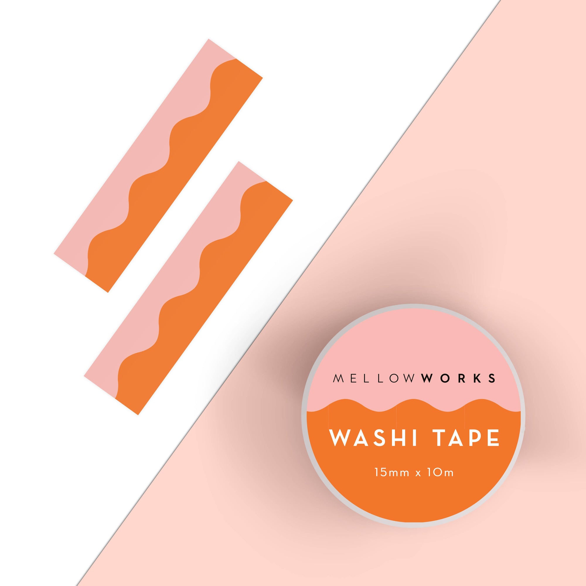 Wave Washi Tape - blush and coral