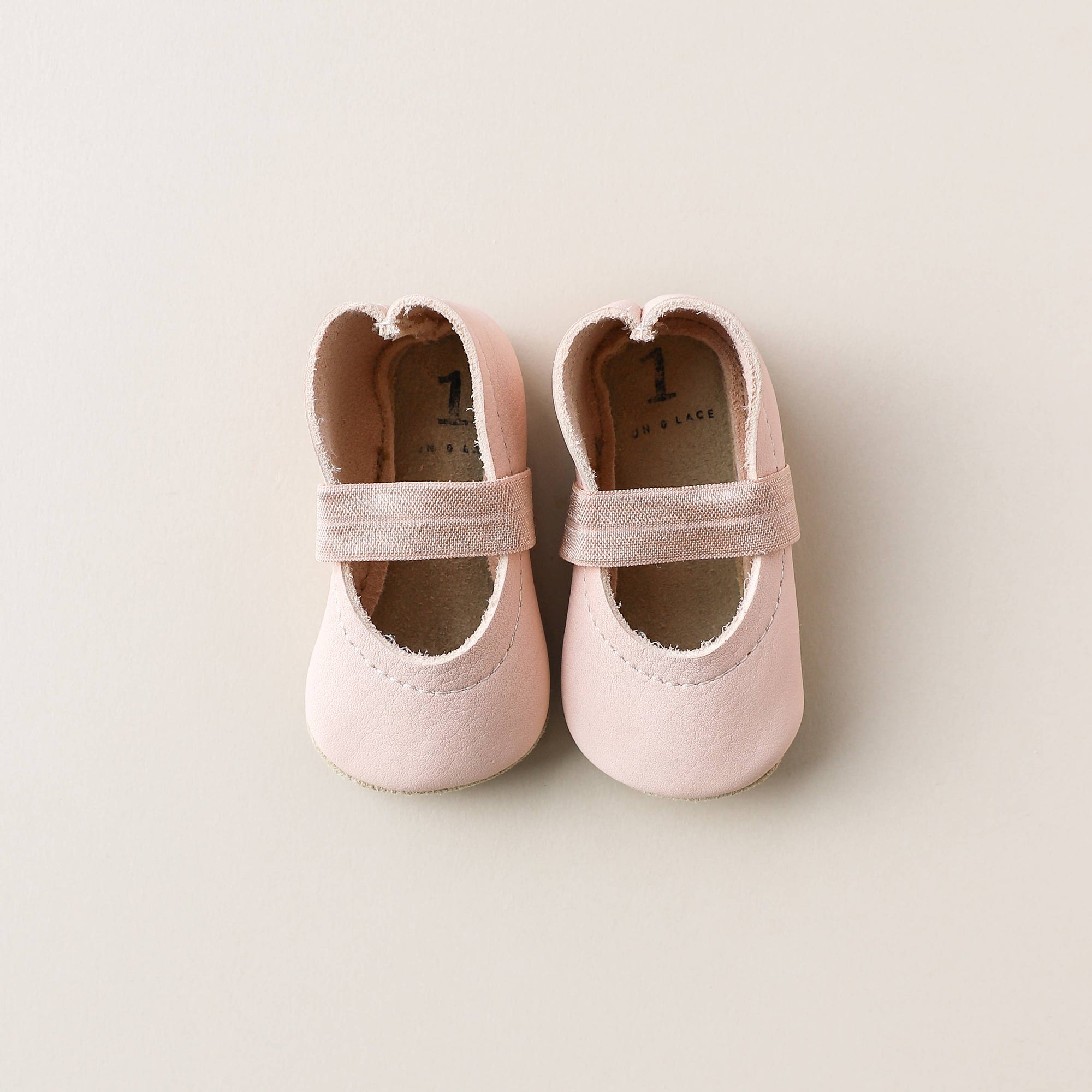 Baby Leather Mary Janes in Blush