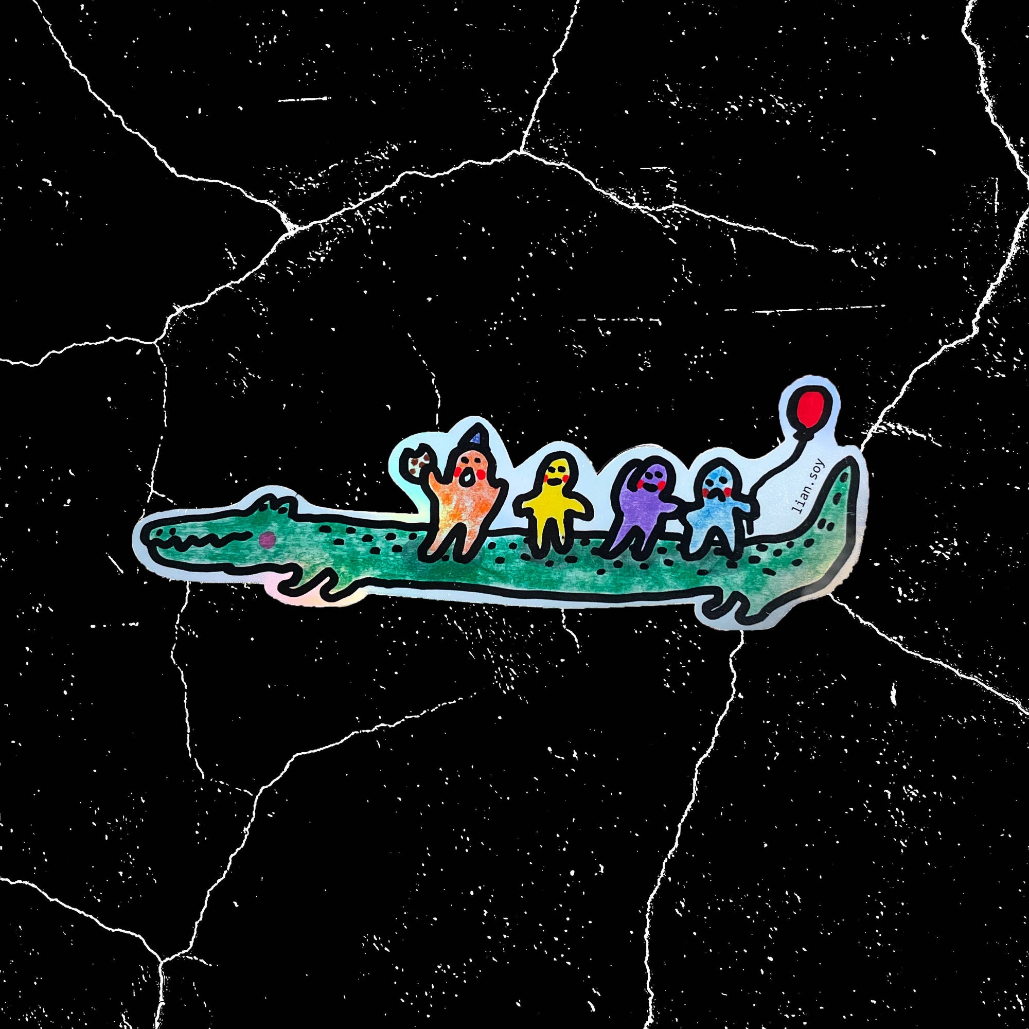Alligator Party Holo Vinyl Sticker