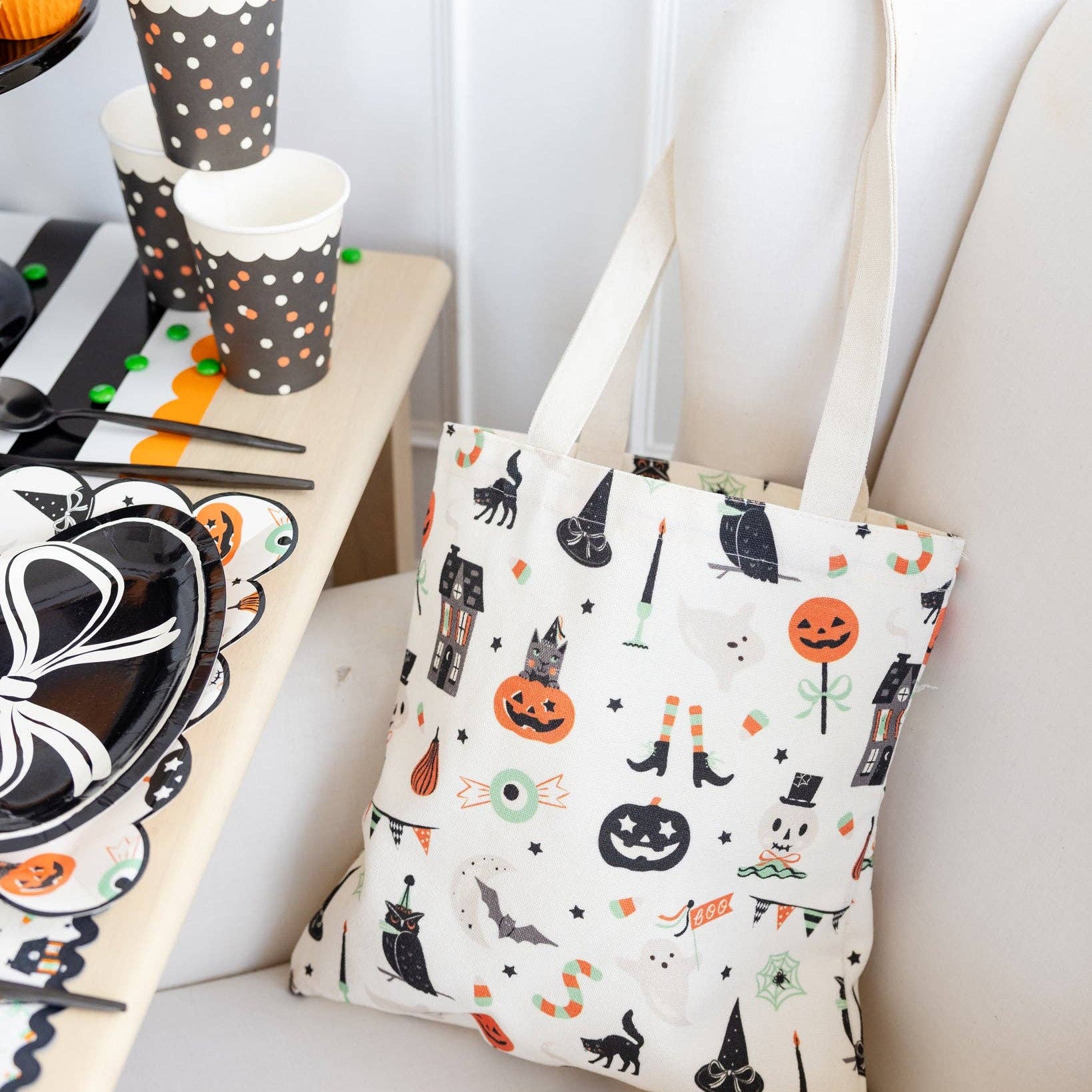 Tricks & Treats Halloween Canvas Tote Bag