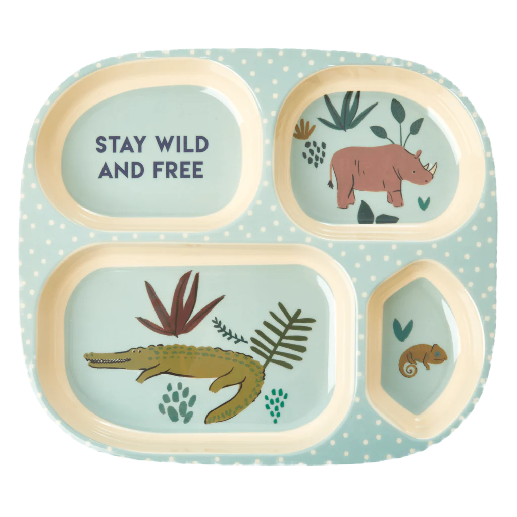 Kids 4 Room Plate in Blue Jungle Animals Print