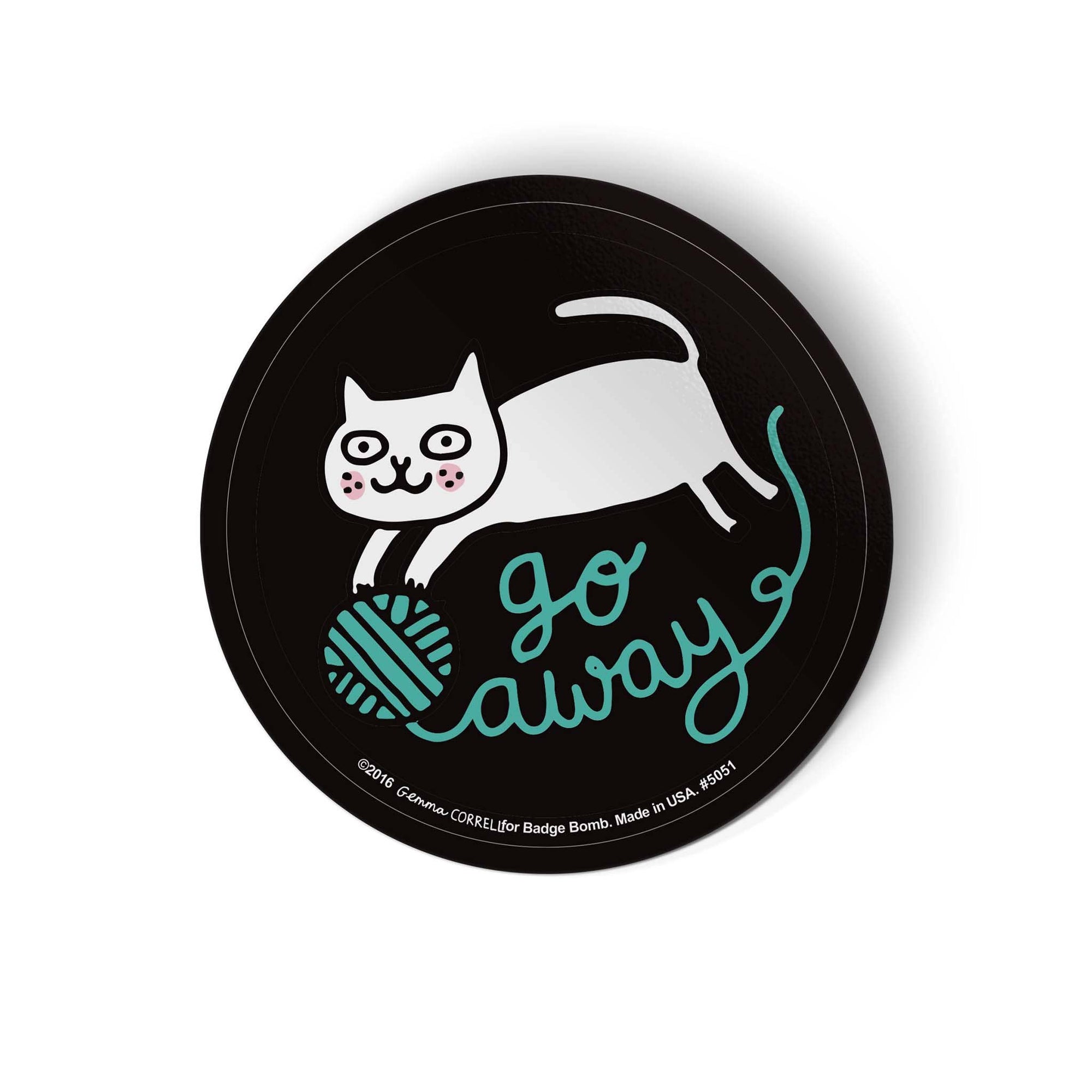 Go Away Cat Sticker -Gemma Correll