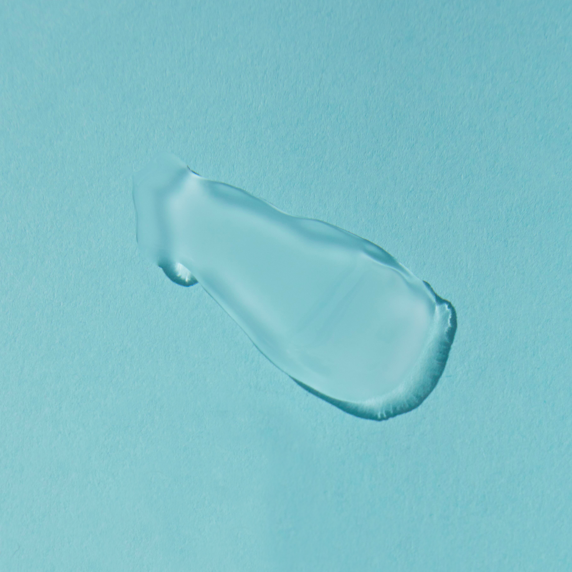 Clear gel on a light blue background