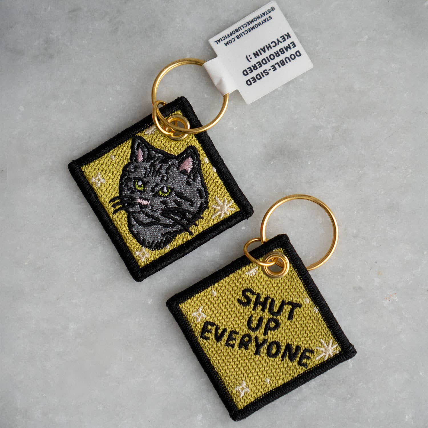 Shut Up Everyone (Cat) - Embroidered Keychain