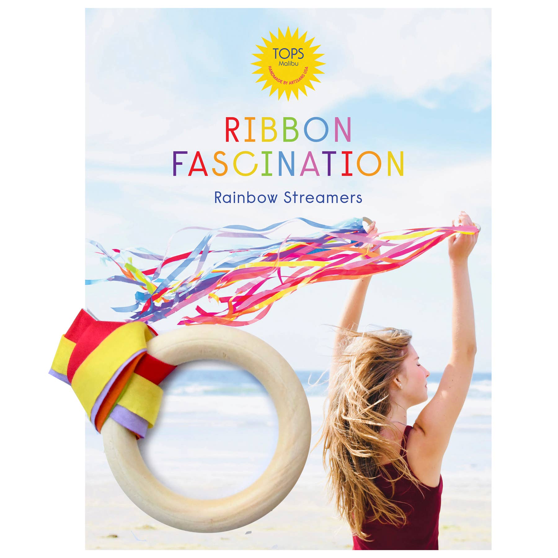 Rainbow Ribbon Streamers with Wood Ring