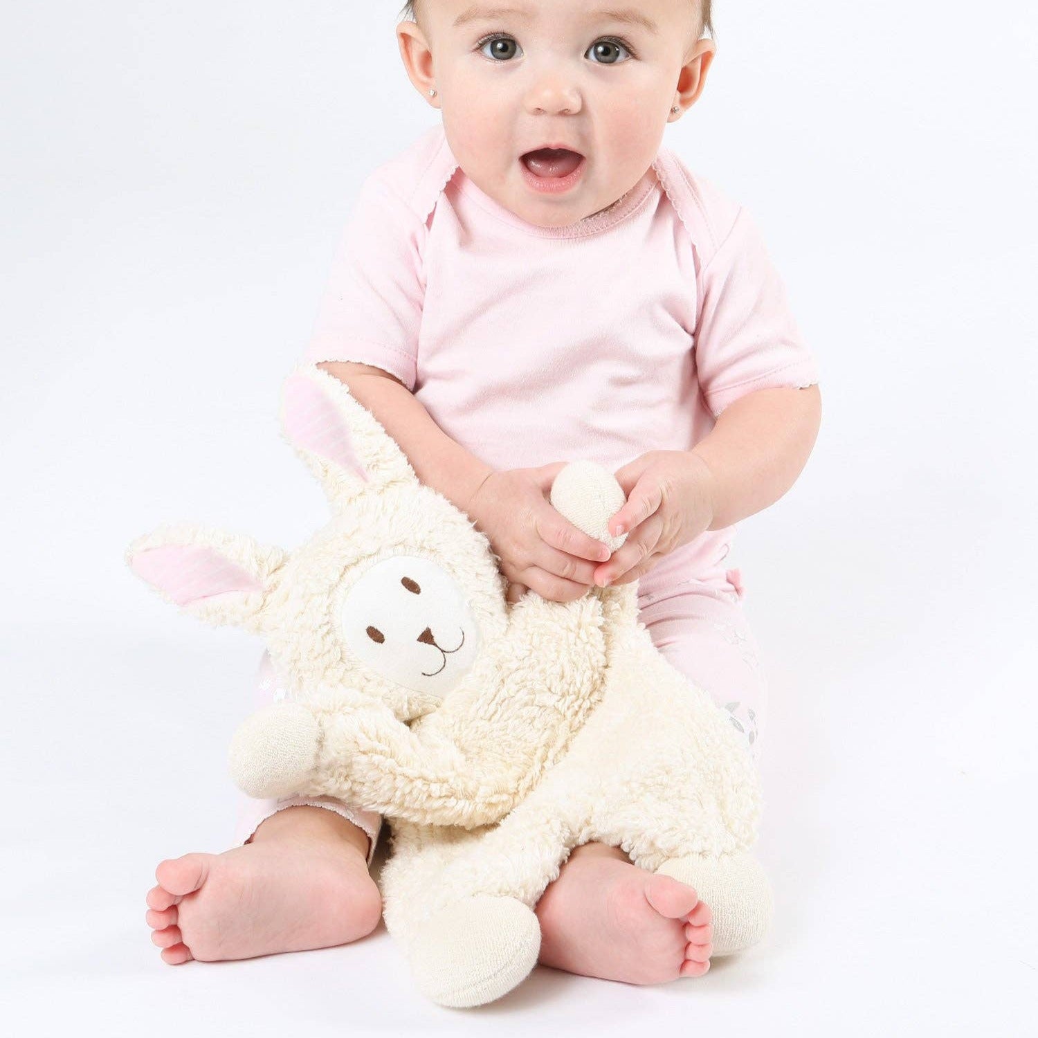 Organic Snuggle Bunny Lovey with Pink Stripe Ears