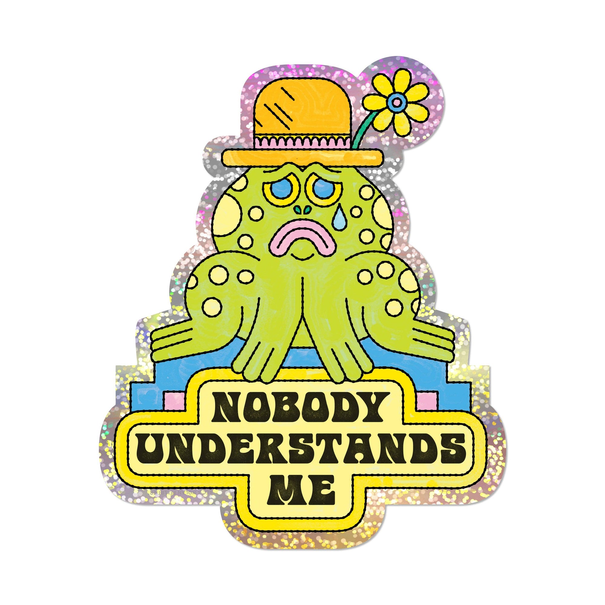 Cartoon character with a sad expression and 'Nobody Understands Me' text on a white background