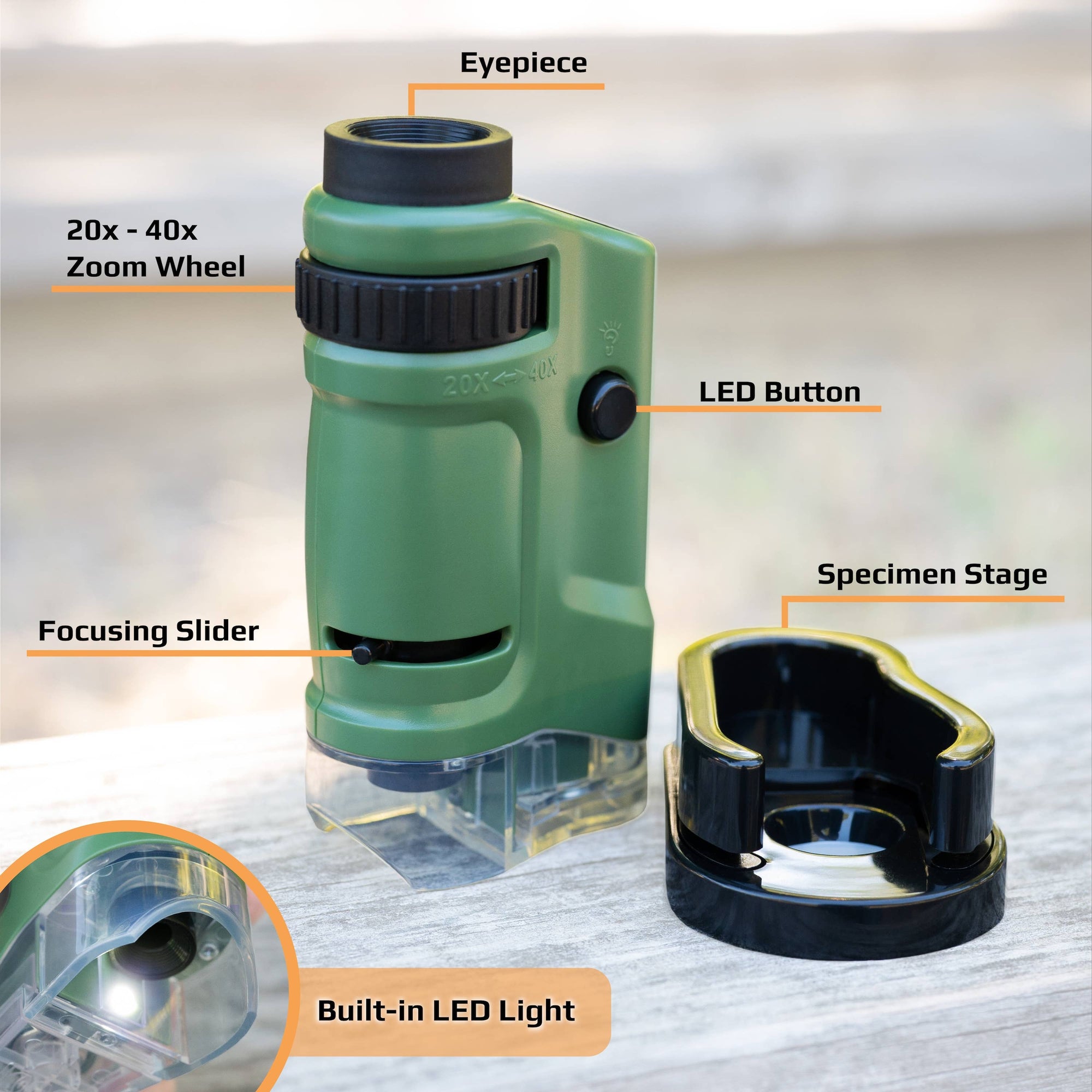 Zoom LED Lighted Pocket Microscope