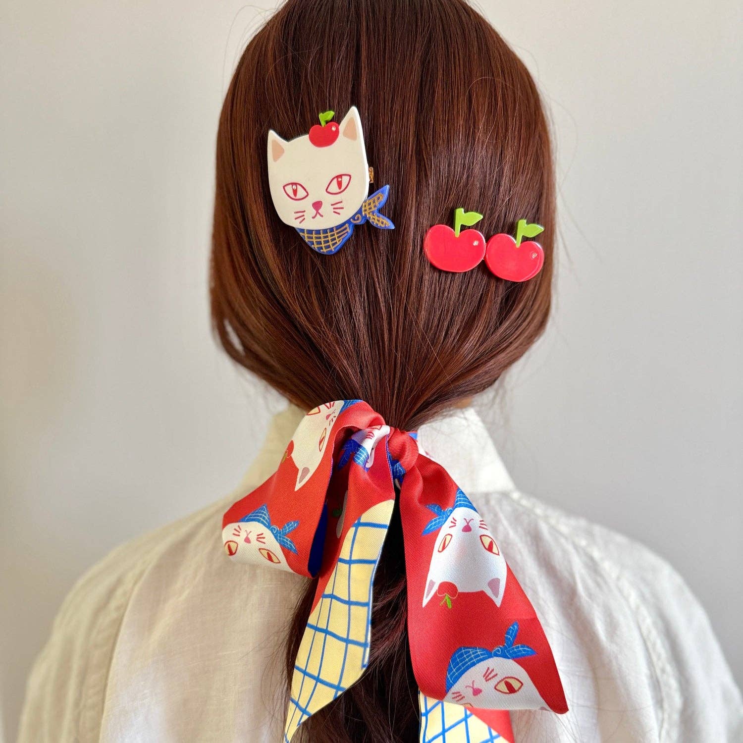 Apple Cat Twilly Ribbon Scarf