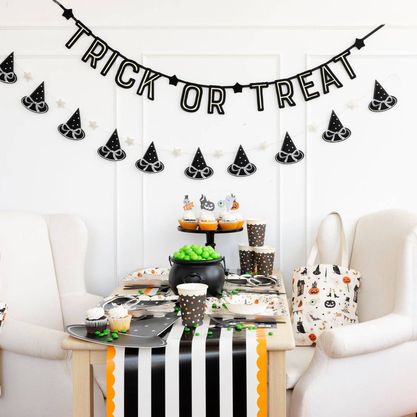 Trick or Treat Felt Glow in the Dark Halloween Banner
