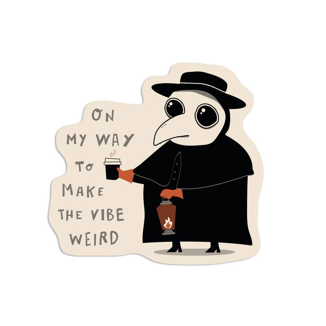 Illustration of a character in a black coat and hat holding a lantern, with text on a white background.