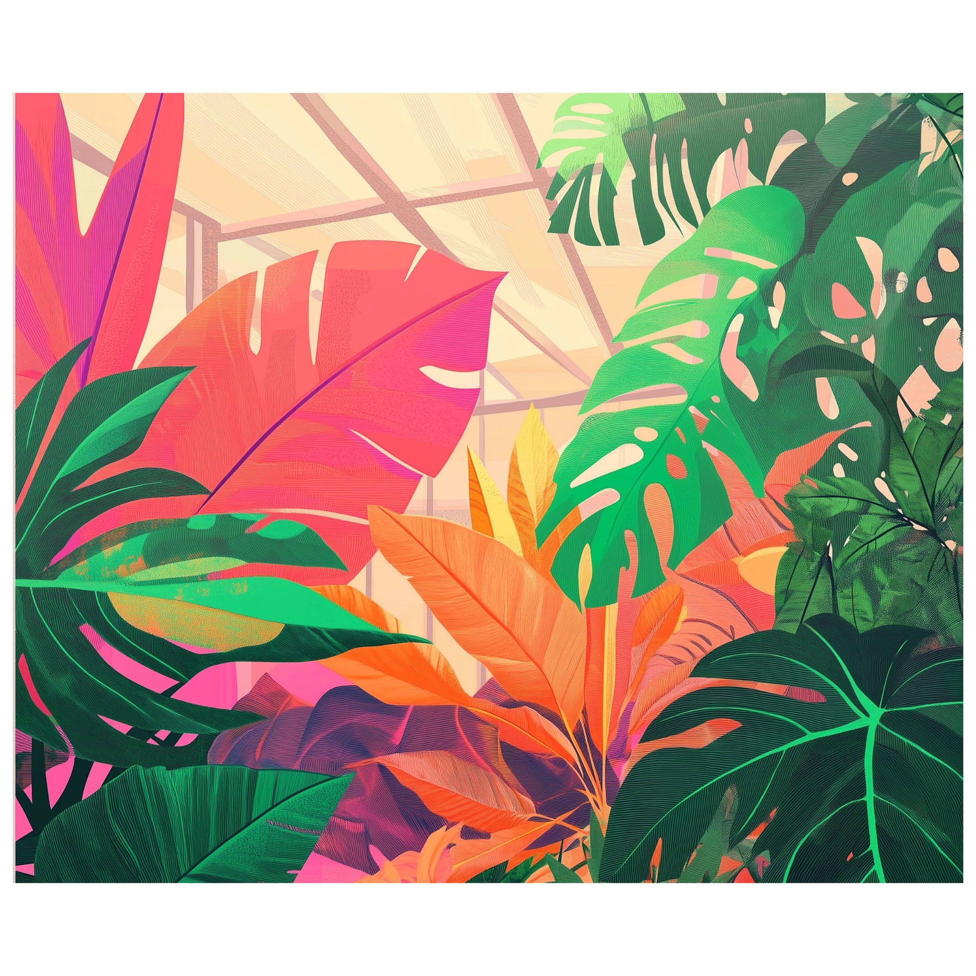 Colorful tropical leaf pattern on a white background