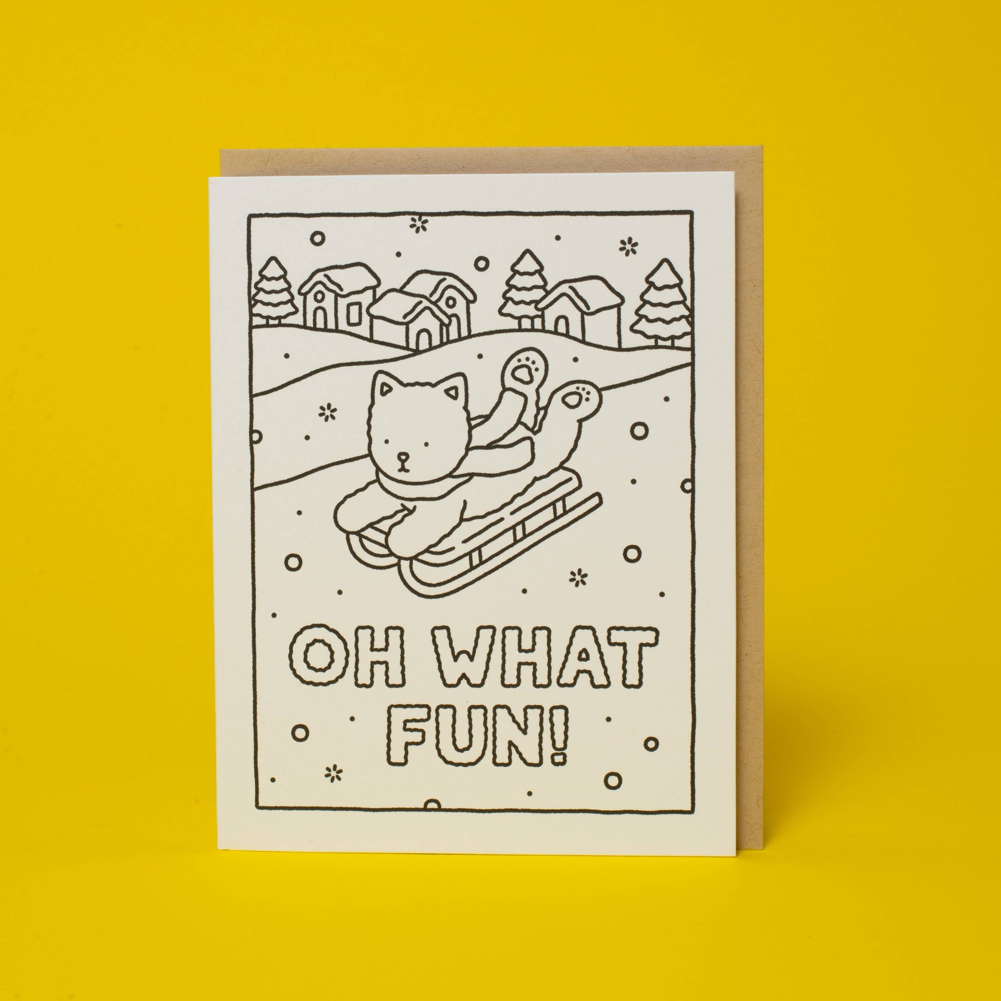 Oh What Fun Sled Holiday Coloring Card by Bobbie Goods 