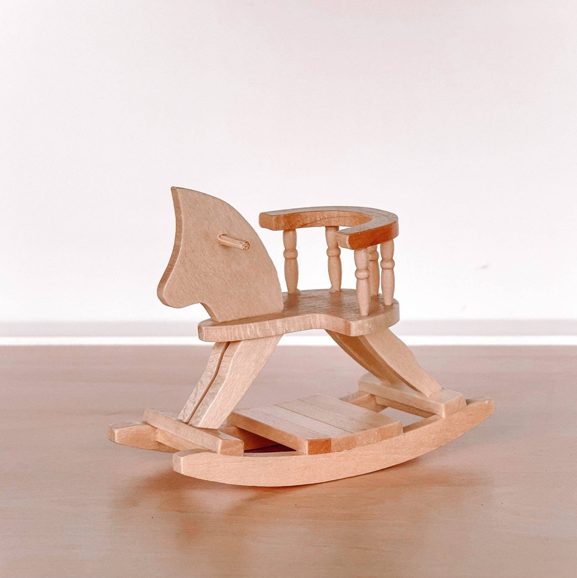 Dollhouse Rocking Horse - Natural Wood