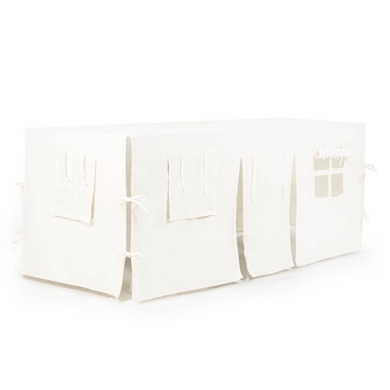 White bed skirt on a white background