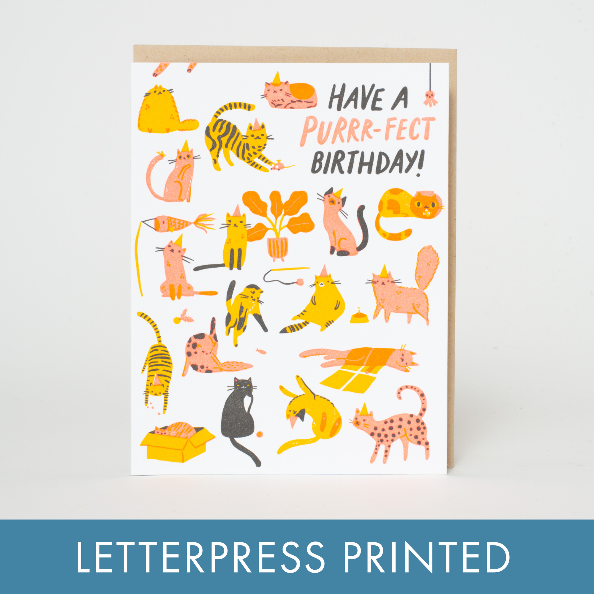 Birthday Purr-fect Cats Letterpress Card