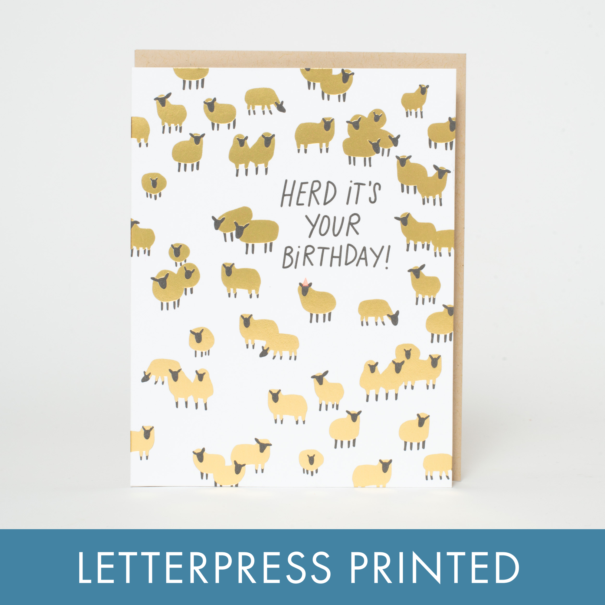 Birthday Sheep Herd Letterpress Card