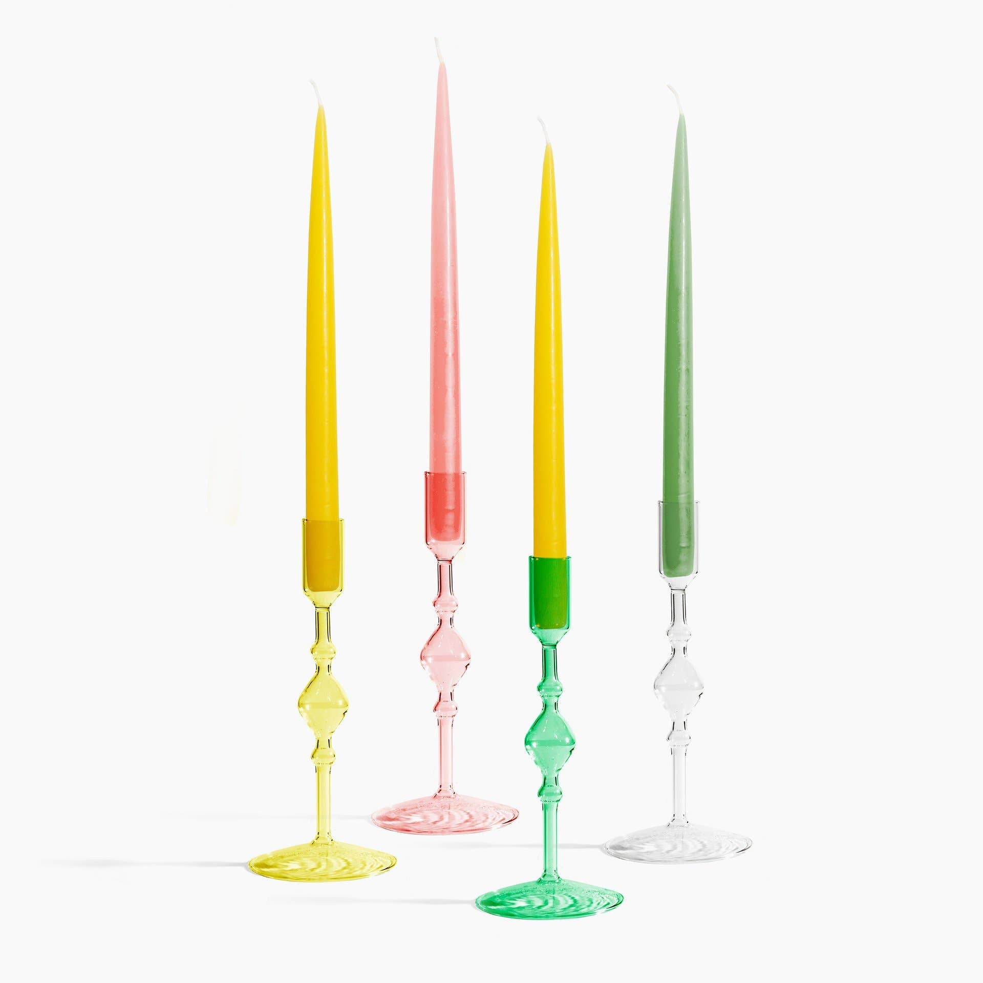 Tall Glass Candlestick Holder -clear