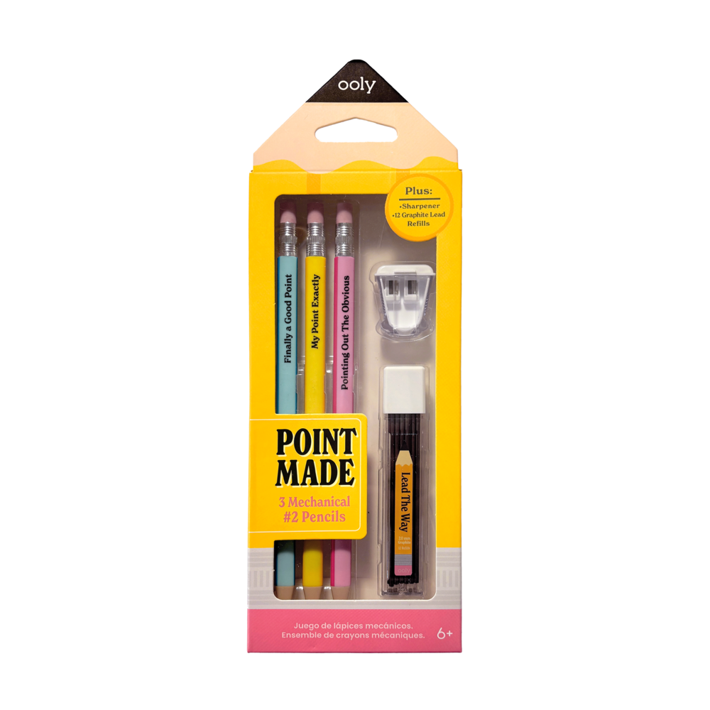 Packaged set of mechanical pencils with a yellow box featuring 'Ooly' branding on a white background.