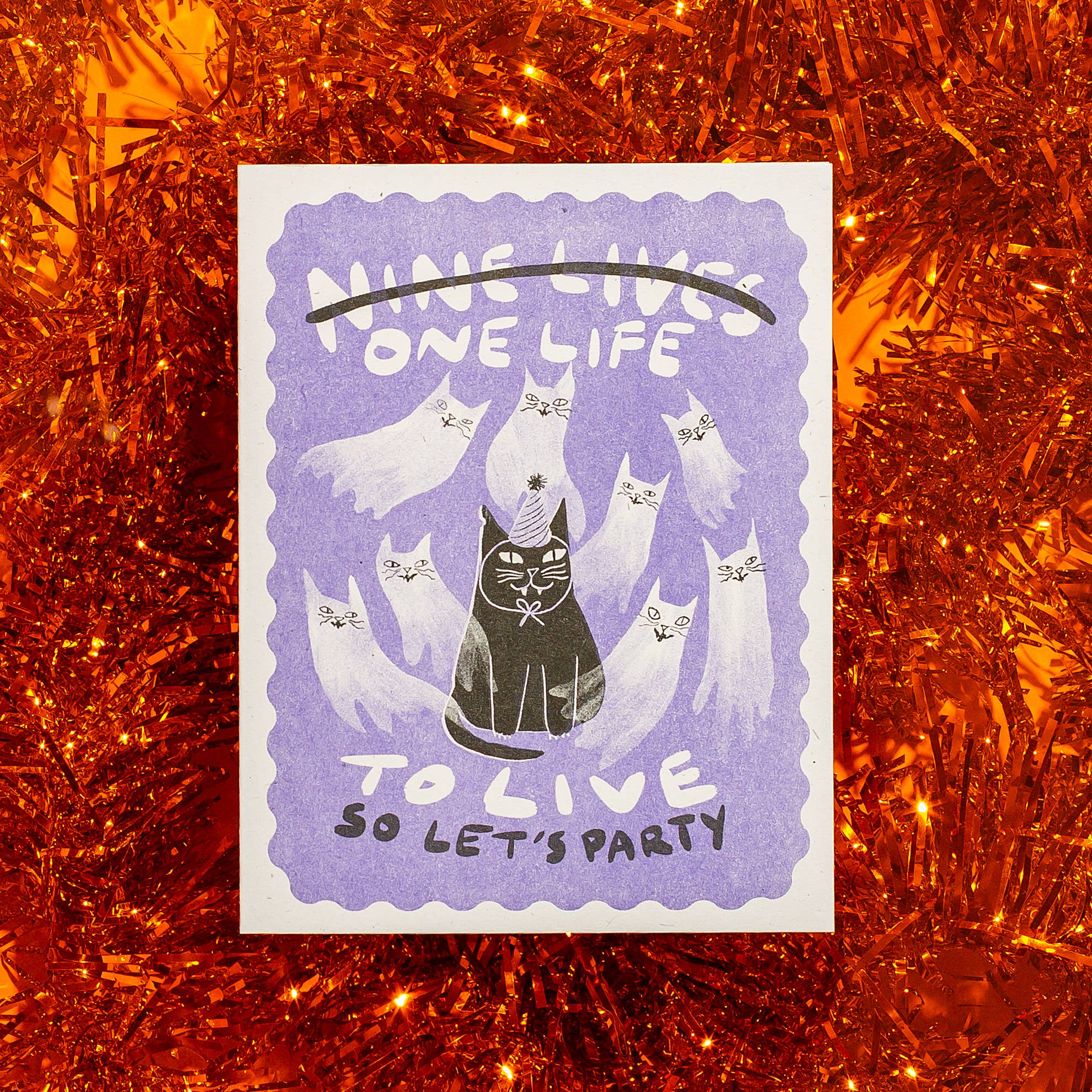 Nine Lives/One Life - Risograph Birthday Card