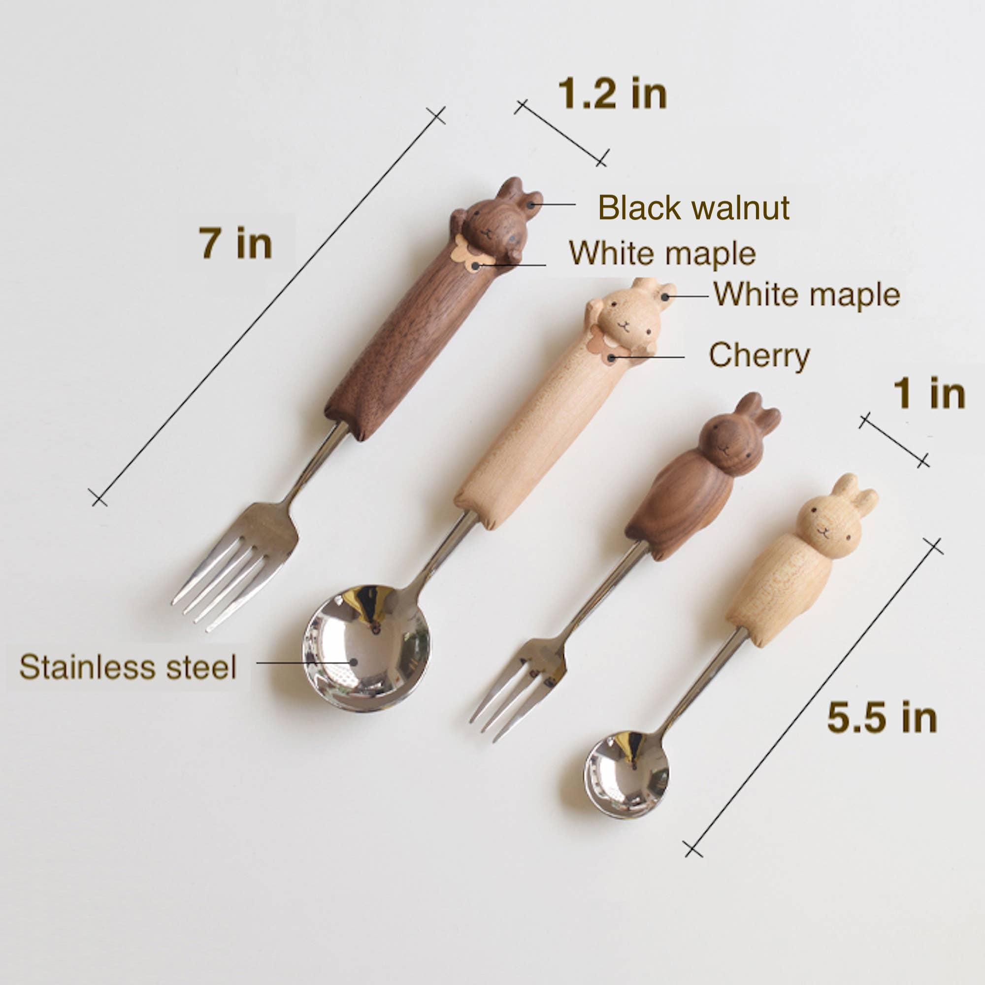 Hand-Carved Bunny Spoon & Fork