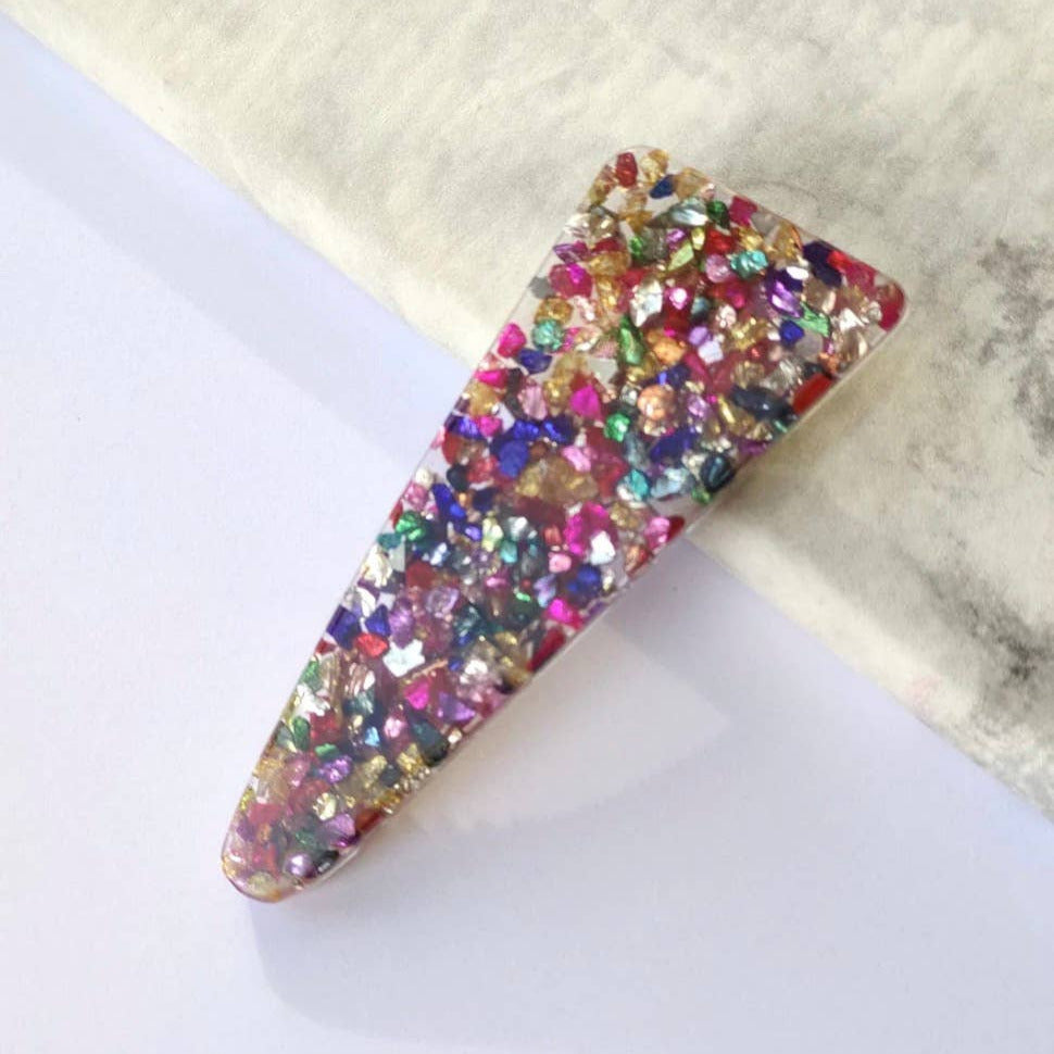 RESIN HAIR CLIPs  -  CRUSHED GLASS