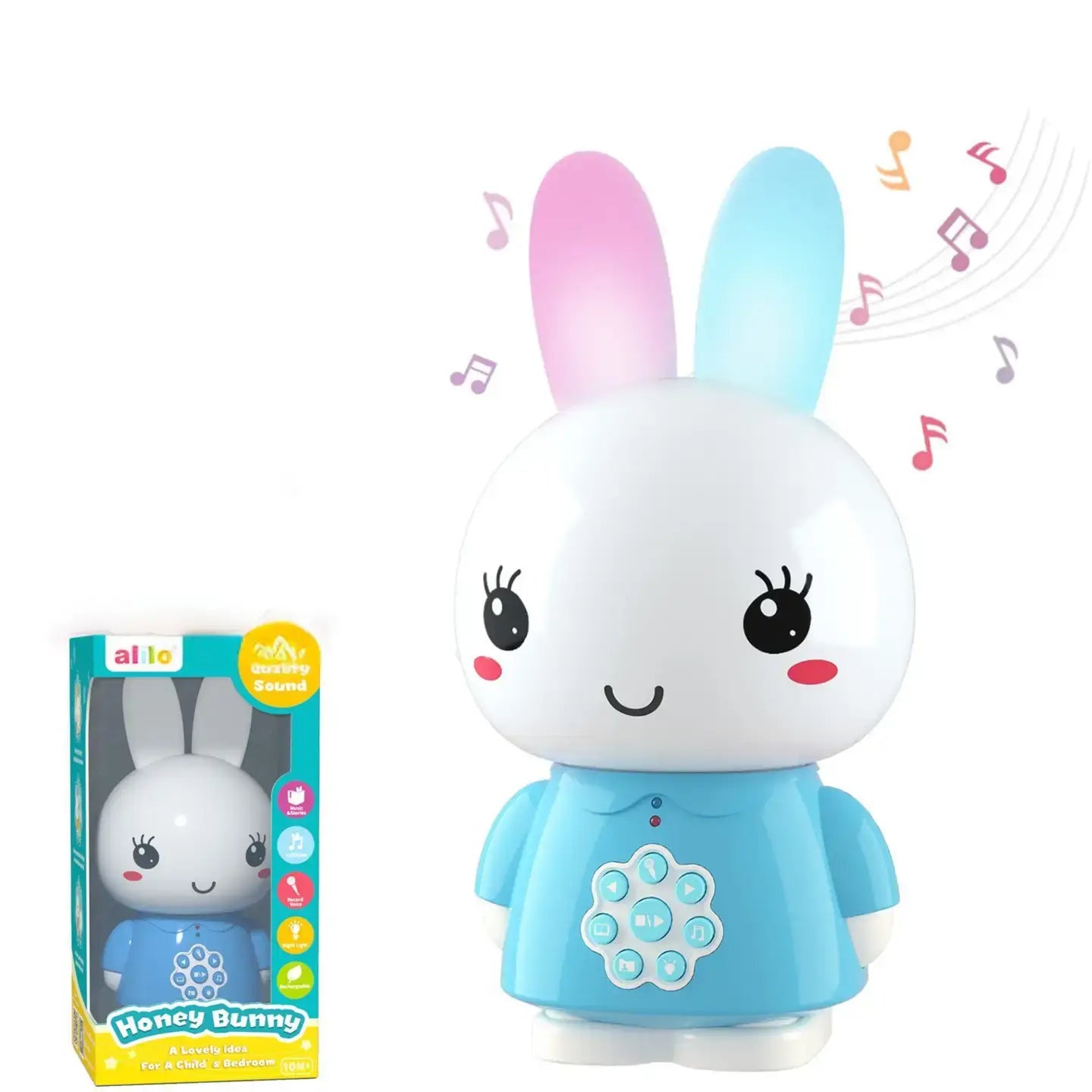 Honey Bunny Blue – Nightlight Toy with Stories & Music