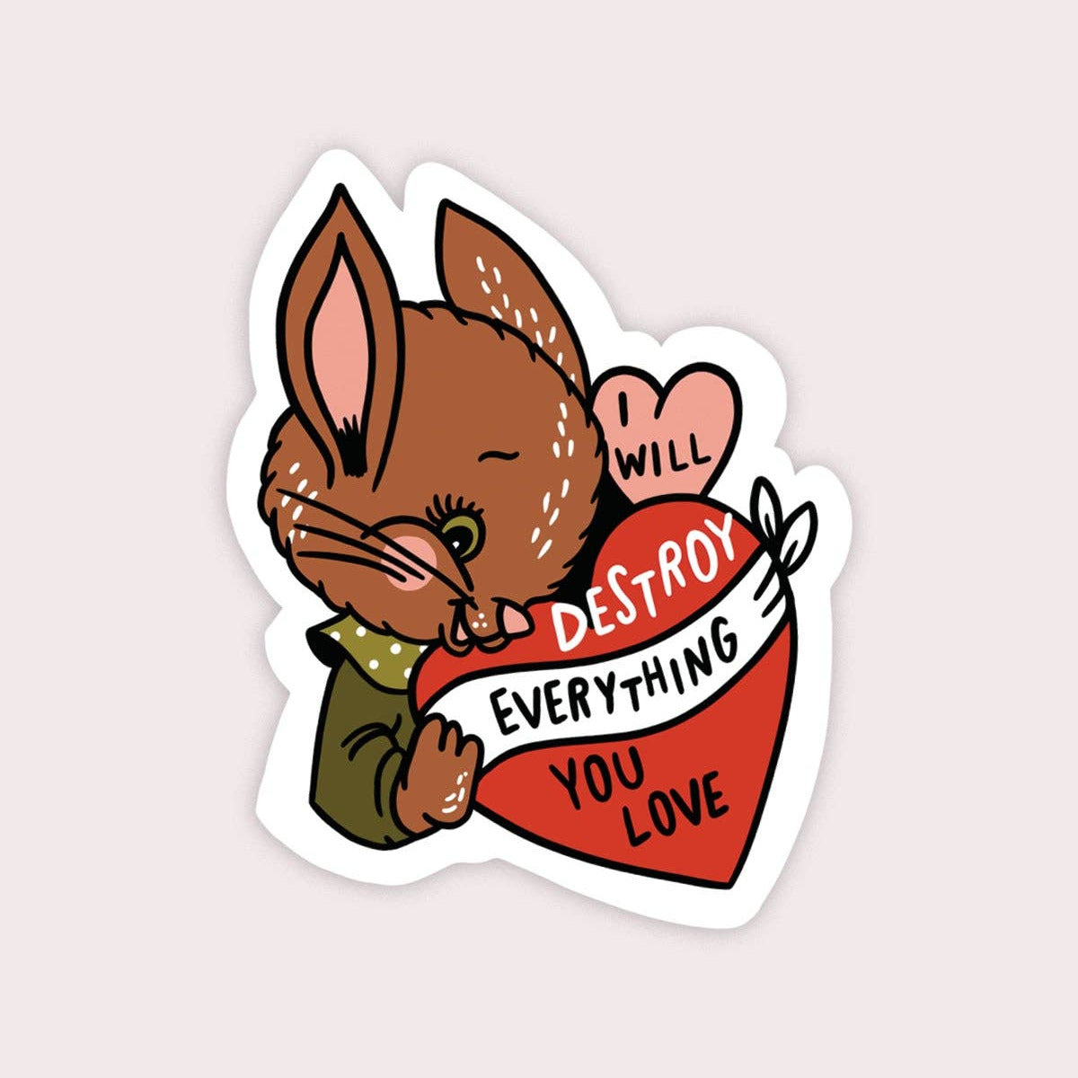 Destroy (Bunny) heart Vinyl Sticker