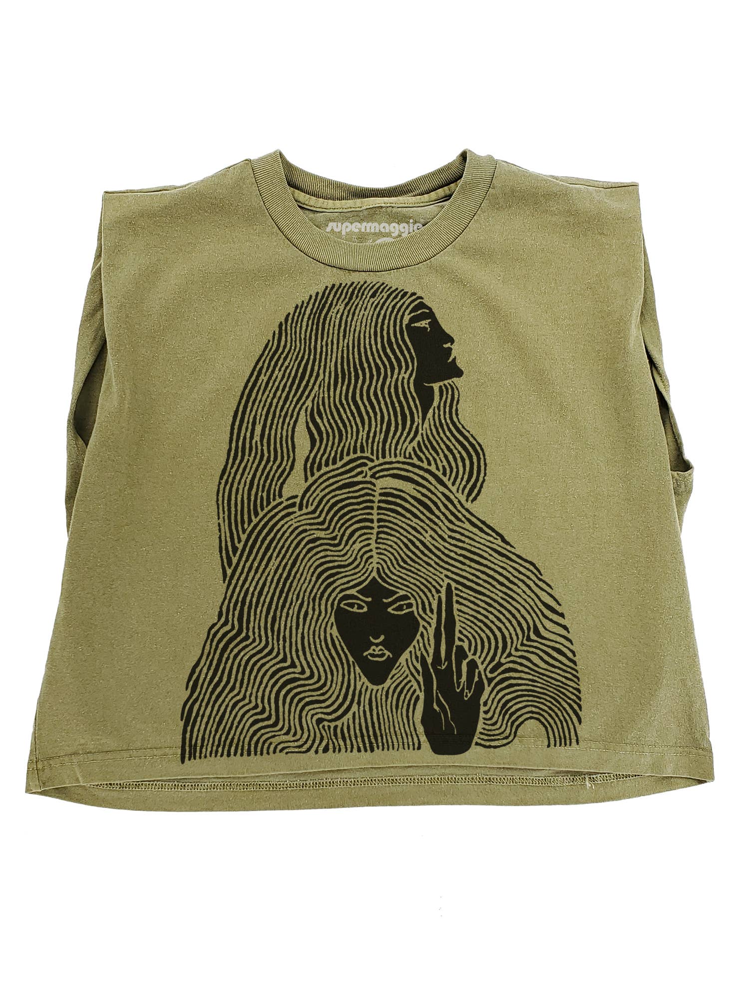 Witches Maisie Heavyweight Muscle Tee -off green