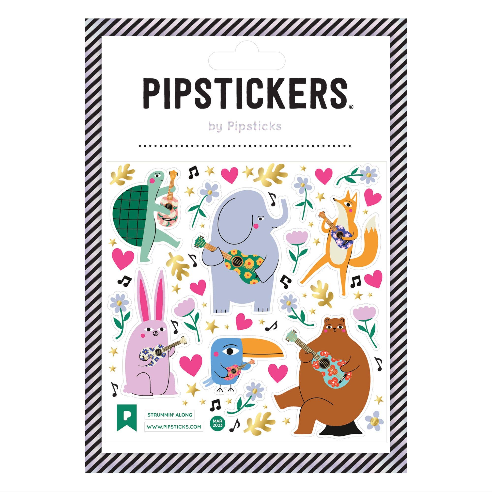 Pack of Pipstickers with colorful animal illustrations on a white background