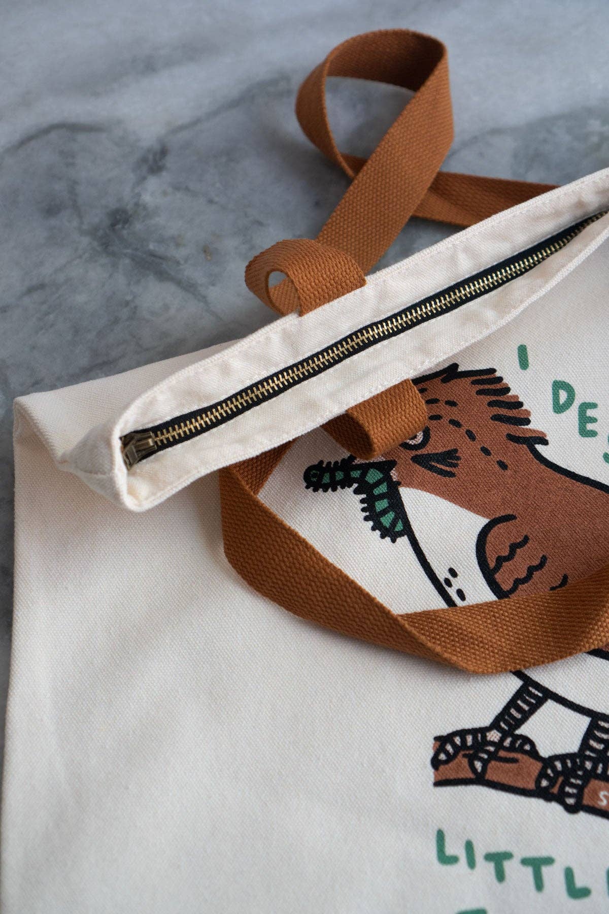 Little Treat Big Zip Tote  | Huge Zippered Canvas Tote