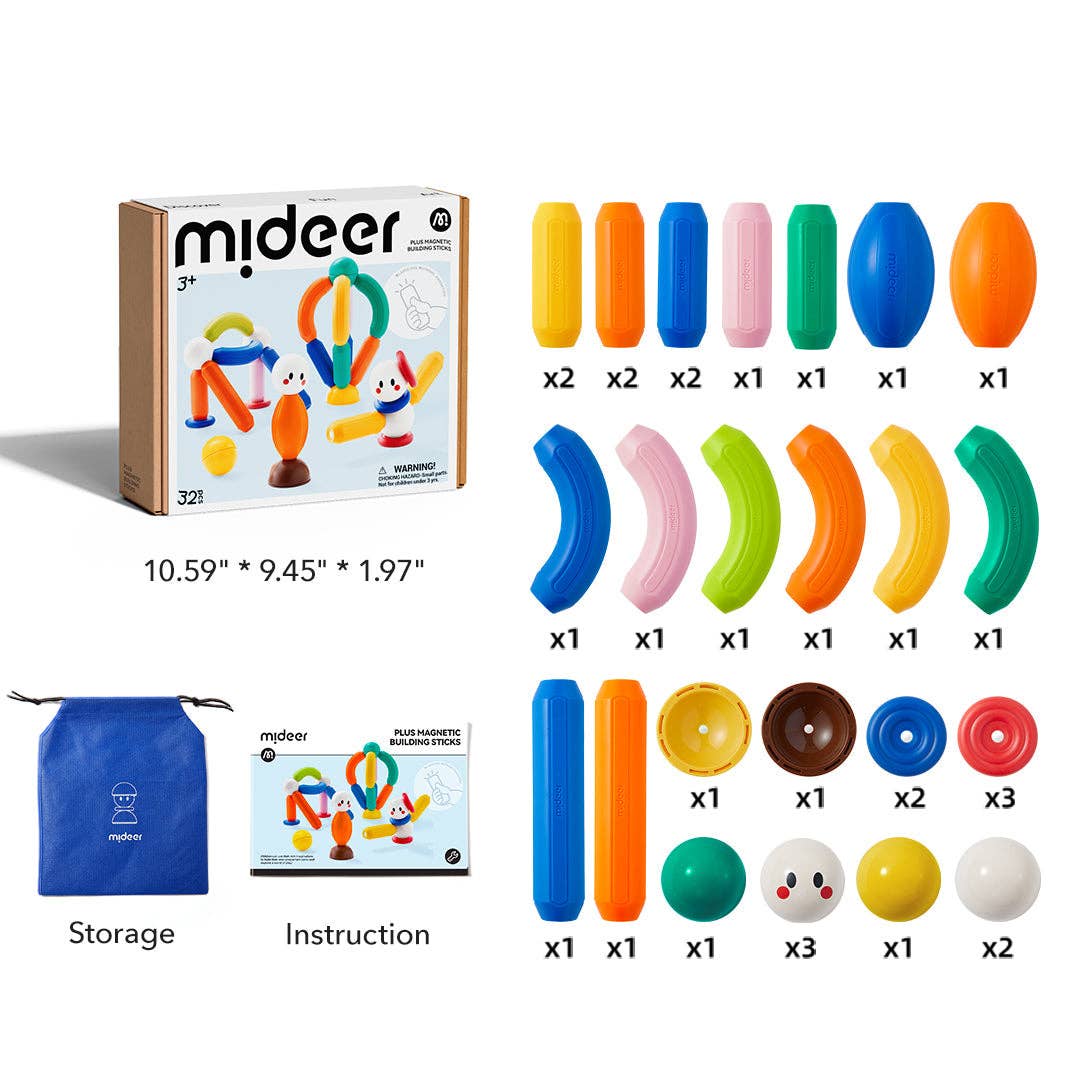 Rainbow Plus Magnetic Building Sticks 32pcs