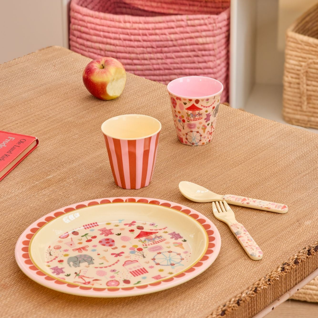 Melamine Kids Plate - Fun Fair Pink Print
