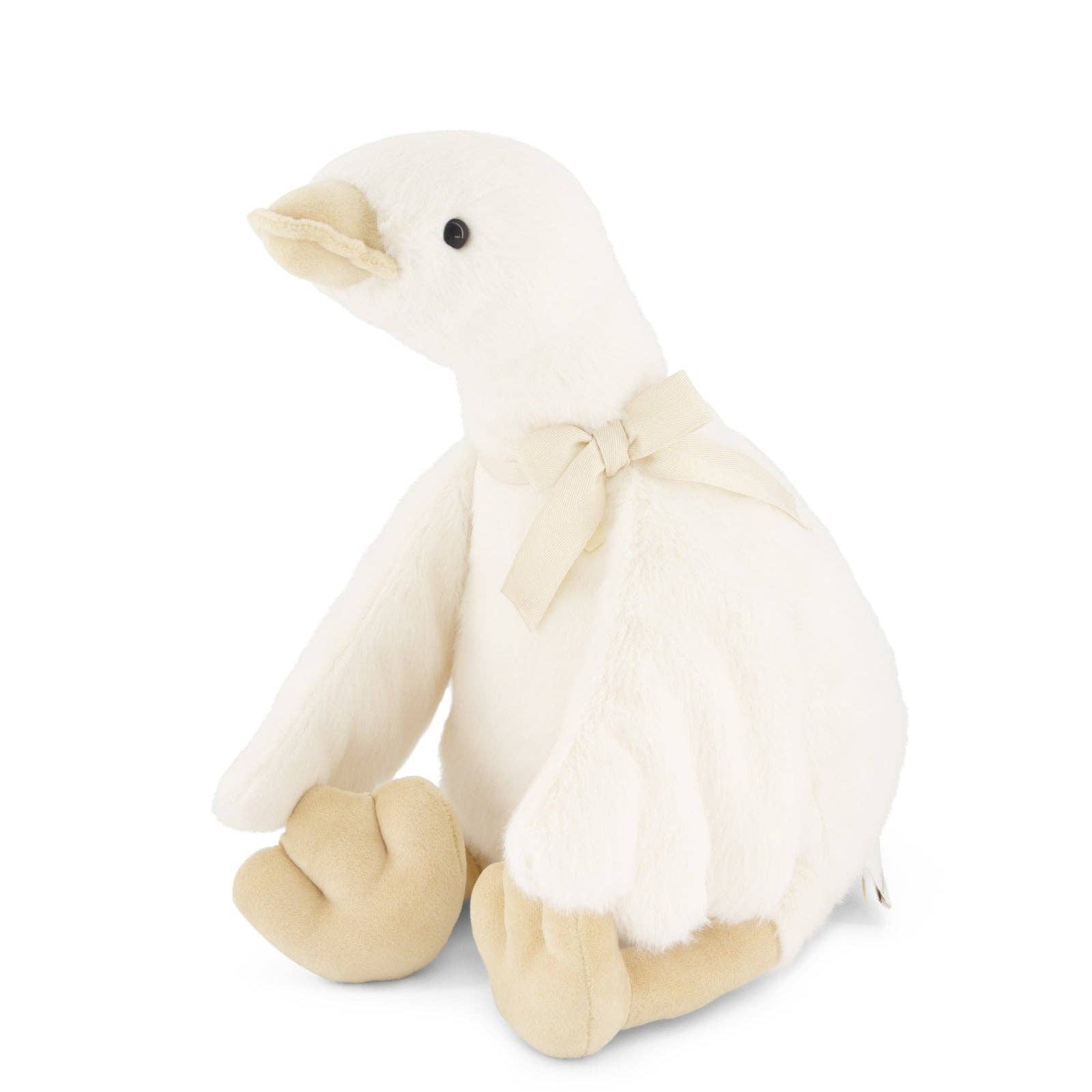 White plush duck toy on a white background