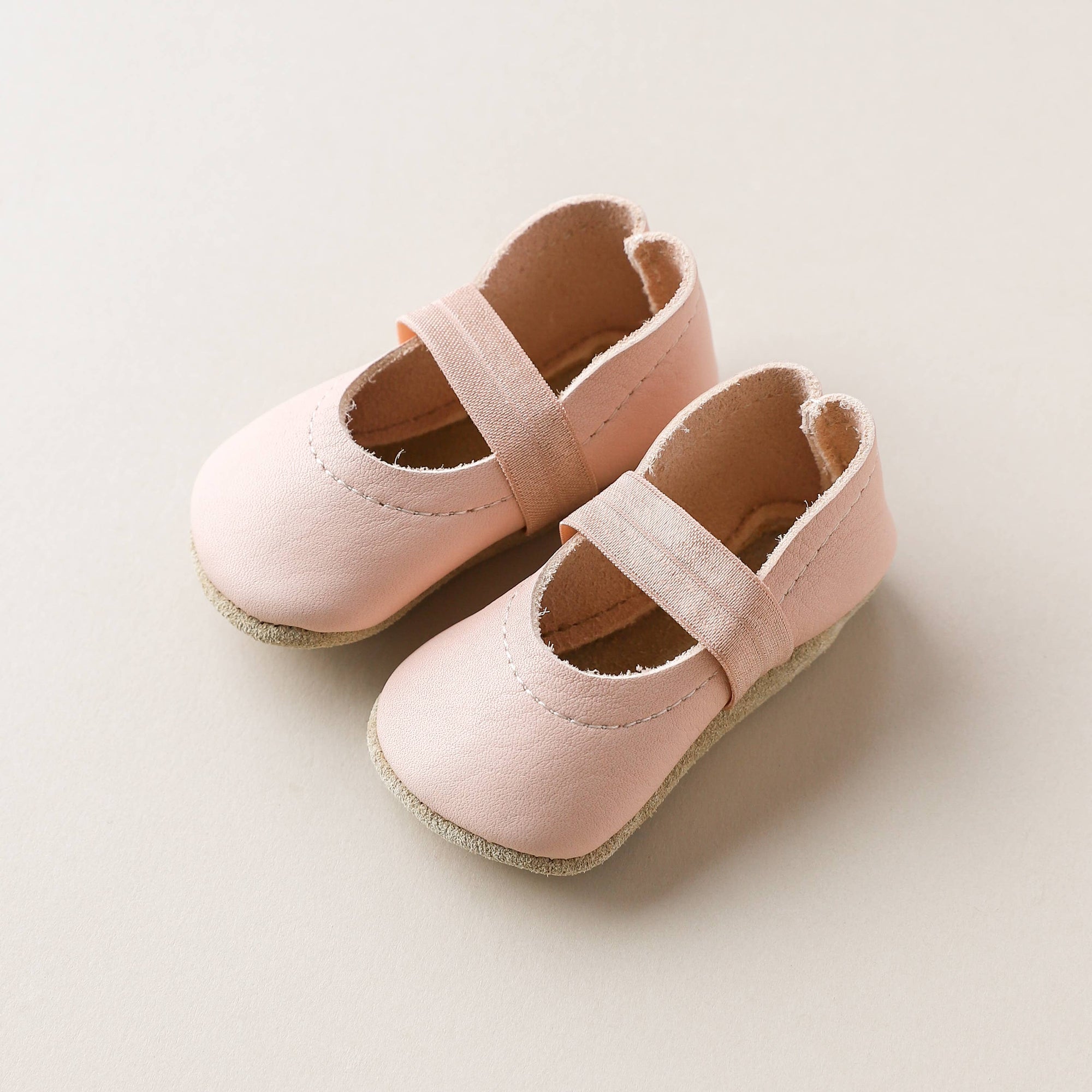 Baby Leather Mary Janes in Blush