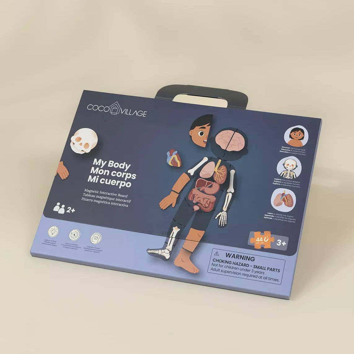 Coco Village educational toy packaging on a beige background