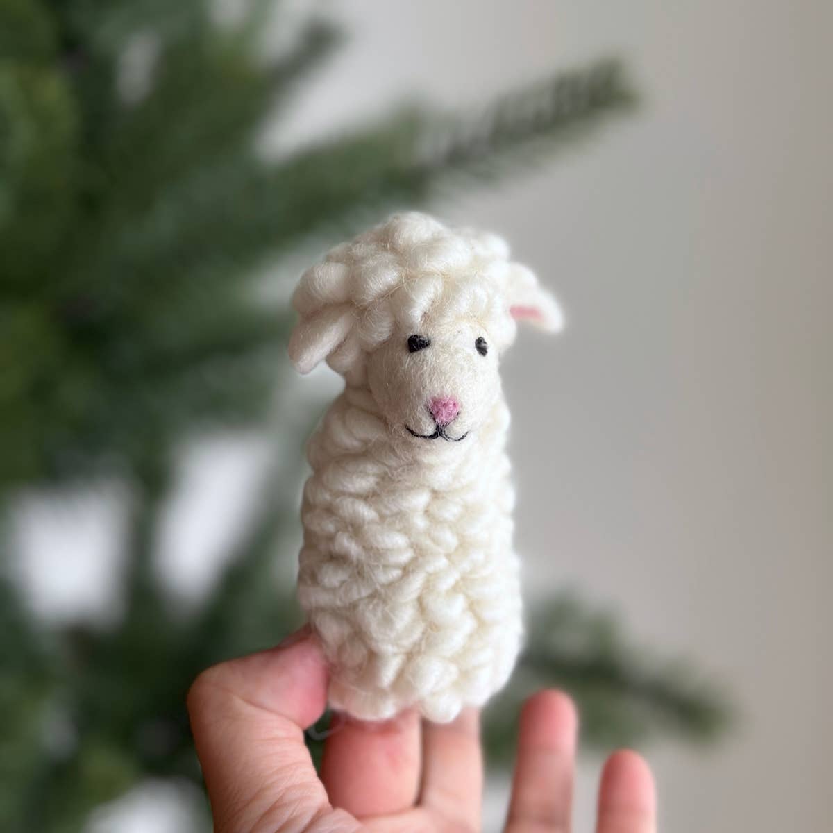 Fluffy sheep finger puppet