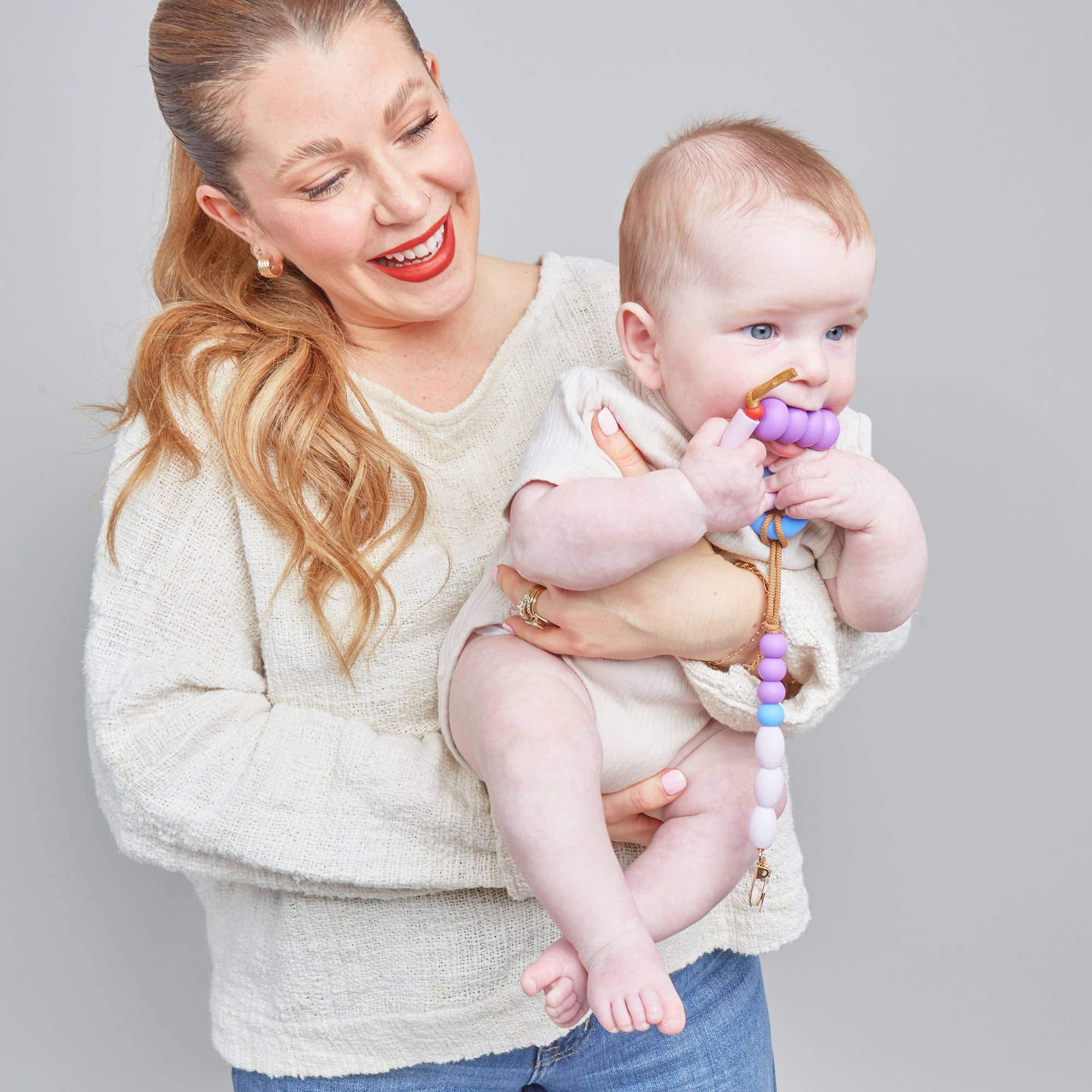 Plum Arch Ring Teether + Clip Set