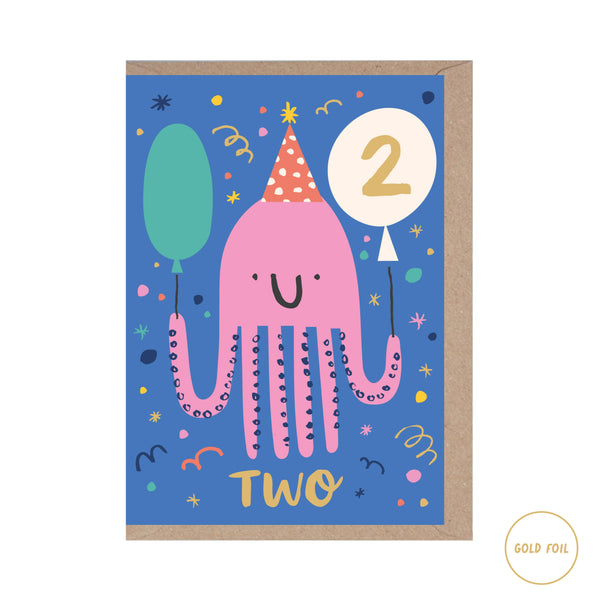 2 Year Old Octopus Card - birthday
