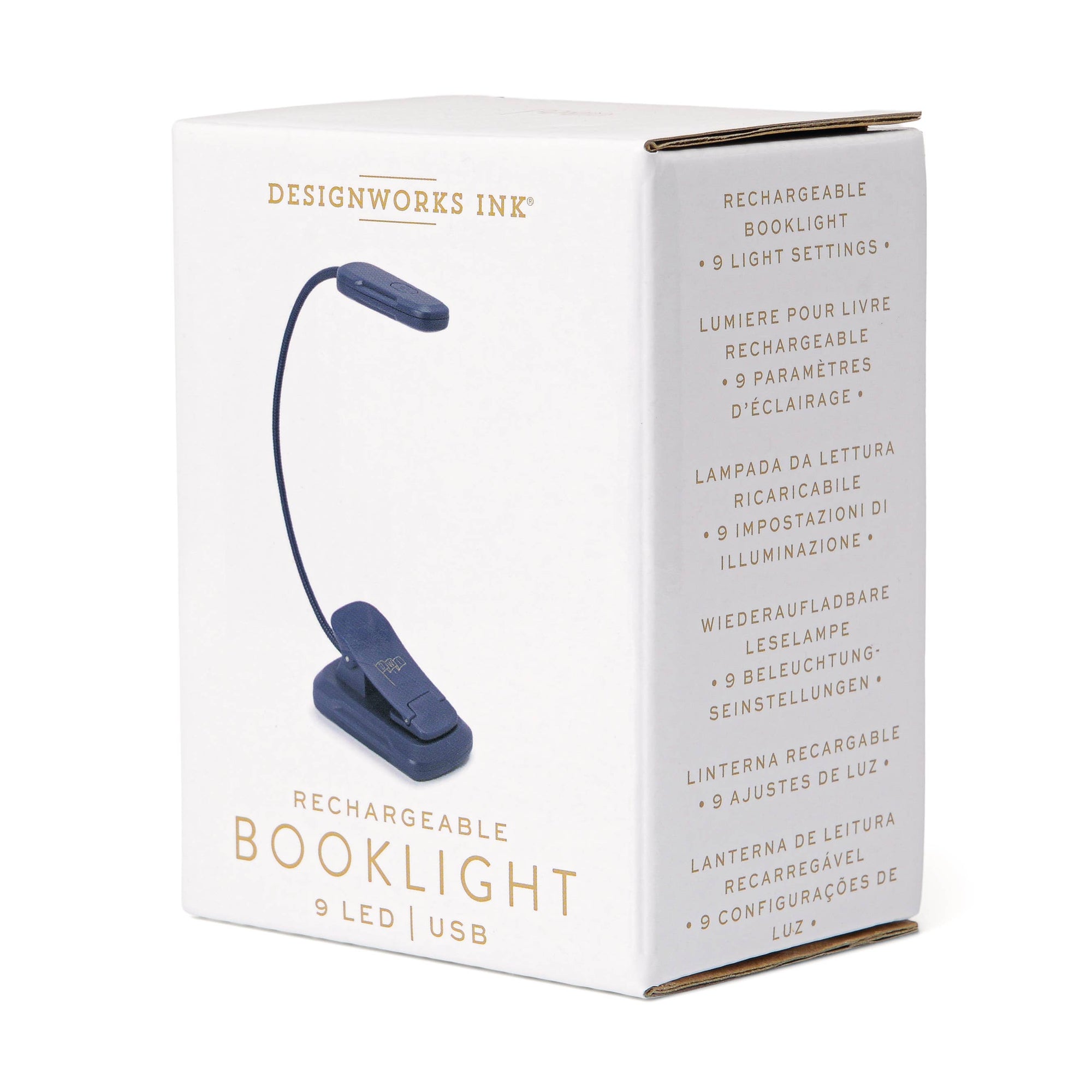 Box of Designworks Ink rechargeable booklight on a white background