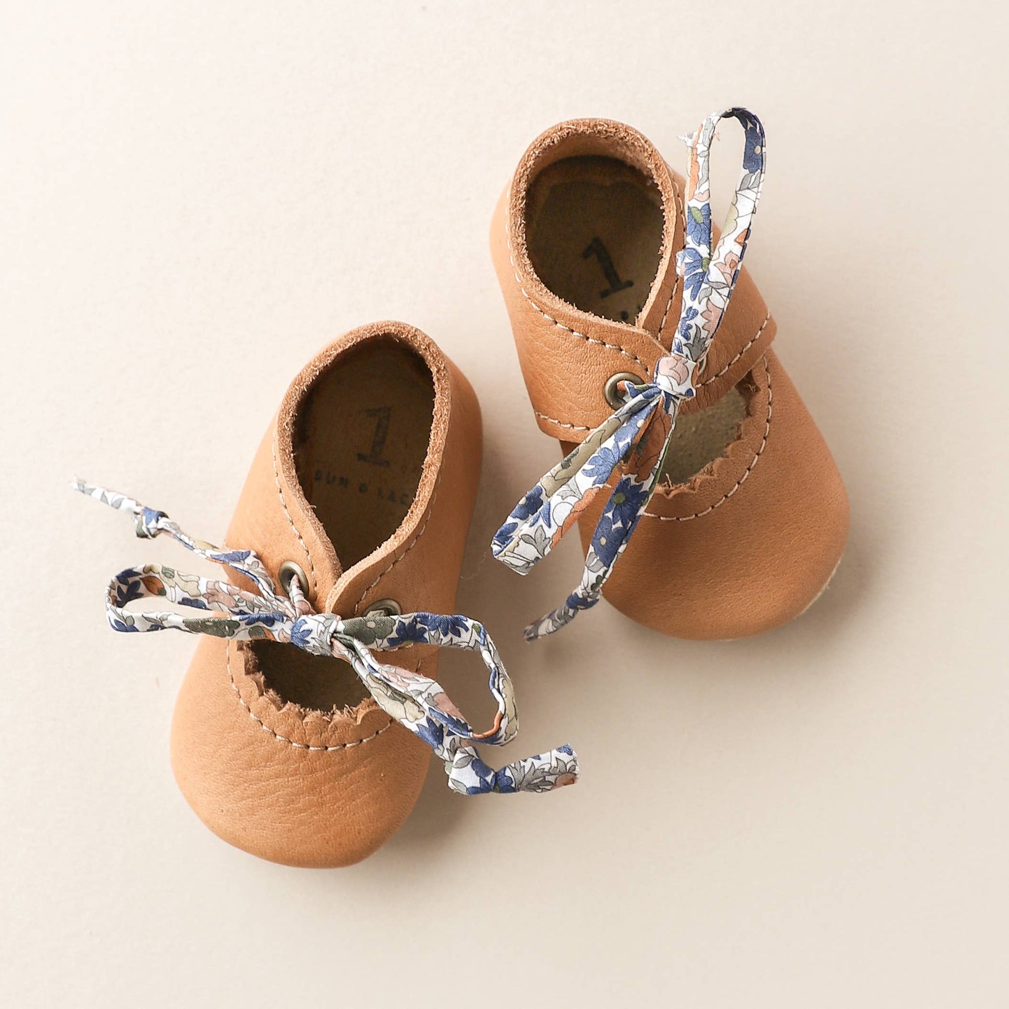 Tie Baby Mary Janes in Caramel