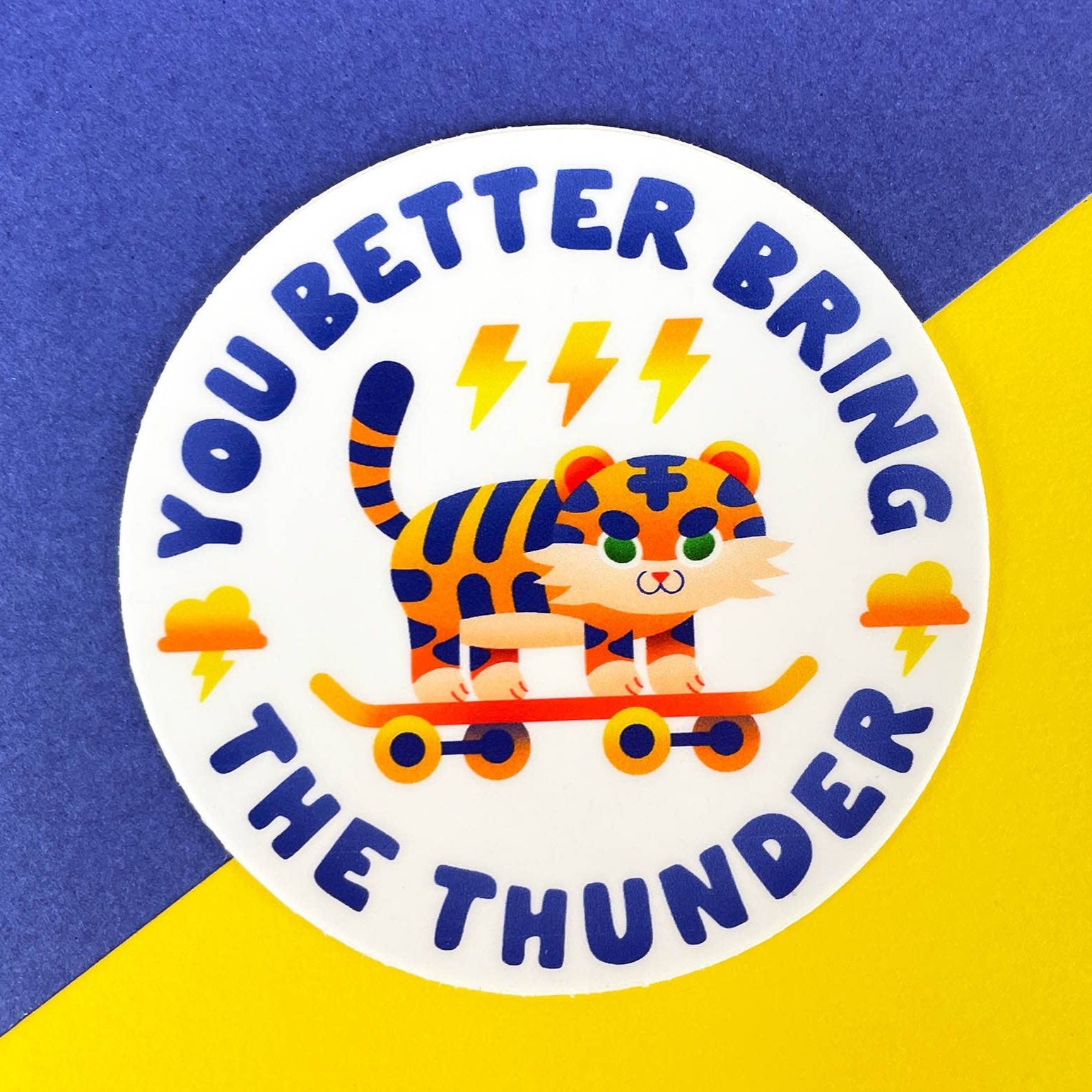 Bring The Thunder Sticker for Cat Lovers and Skateboarders